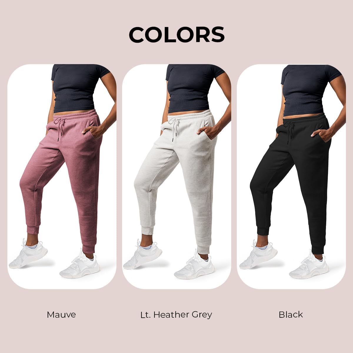Common Stitch 3 Pack Sweatpants Women - Womens Sweatpants with Pockets, Fleece Womens Joggers, Yoga Pants (Available in Plus) - Image 3