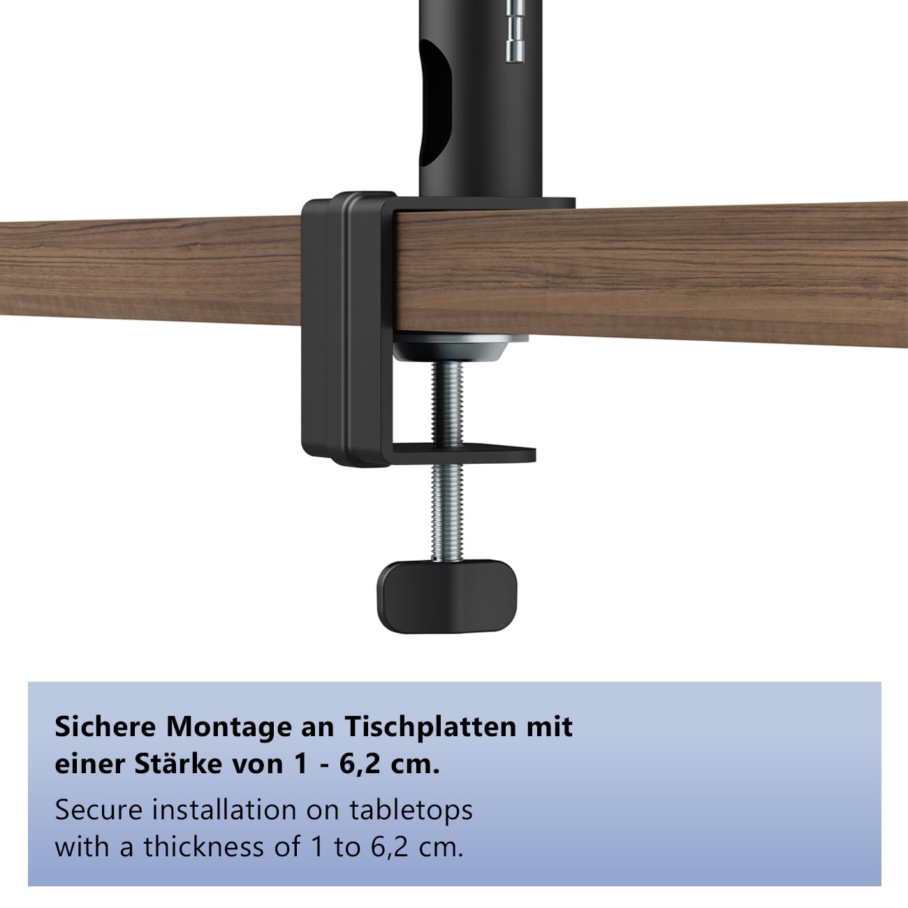 my wall Lautsprecherständer mit Klemmbefestigung HS37L - 2er-Set Boxenständer mit großer Standfläche & Vibrationsdämpfung, höhenverstellbar, neigbar, drehbar
