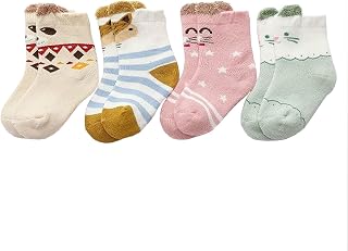 SYGA 4 Pairs Cotton Baby Socks, Winter Mid-Tube Socks Price In India