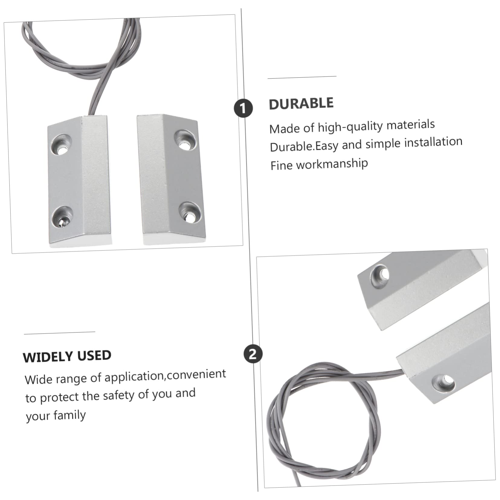 DOITOOL 3 Ensembles capteur Alarm Door Sensor Filaire magnétique Aimant équipement de Dispositif de détection Alliage de Zinc Silver
