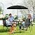 TAVATA 6 Piece Patio Dining Set with Umbrella, Outdoor Furniture Set with 4 Folding Chairs & Portable Metal Garden Table for Lawn, Backyard, Deck, Camping?Black?