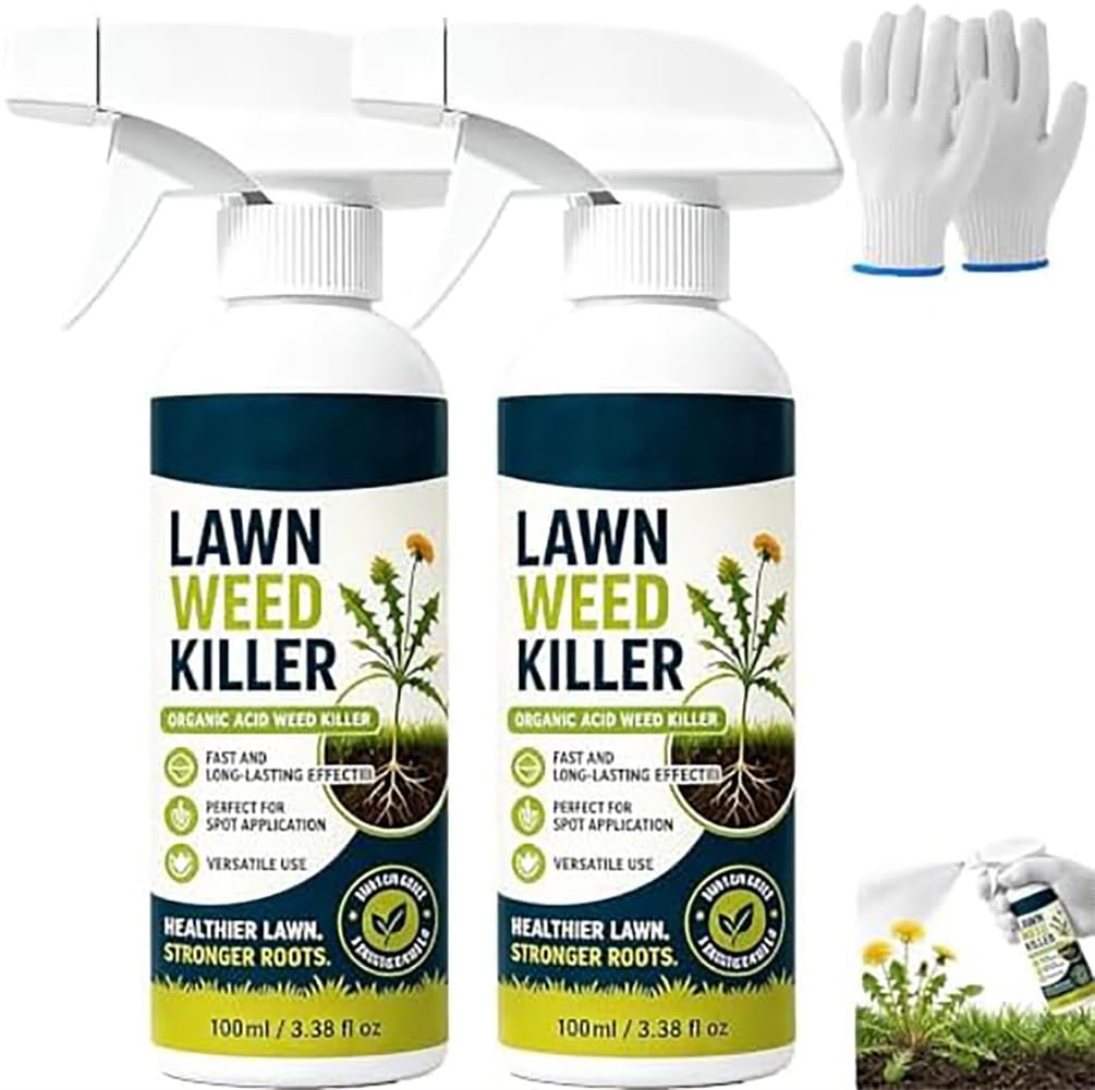 [Easy and stress-free weeding in the garden] Herbicide for domestic use, Lawn Weed Killer, Organic Acid Weed Killer Suitable for Gardens and Lawns (2 Pcs)