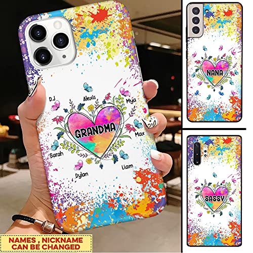 Grandma Heart With Grandkids Flower Personalized Mom, Grandma Phone Case, Cute Women Gift For Birthday Mother Day Christmas, Phone Case For Iphone, Phone Case For Samsung/Ds 24 #TOP1