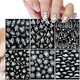 5D Embossed Relief Stereoscopic Pattern White Nail Art Stickers， Self-Adhesive White Snowflakes Spa