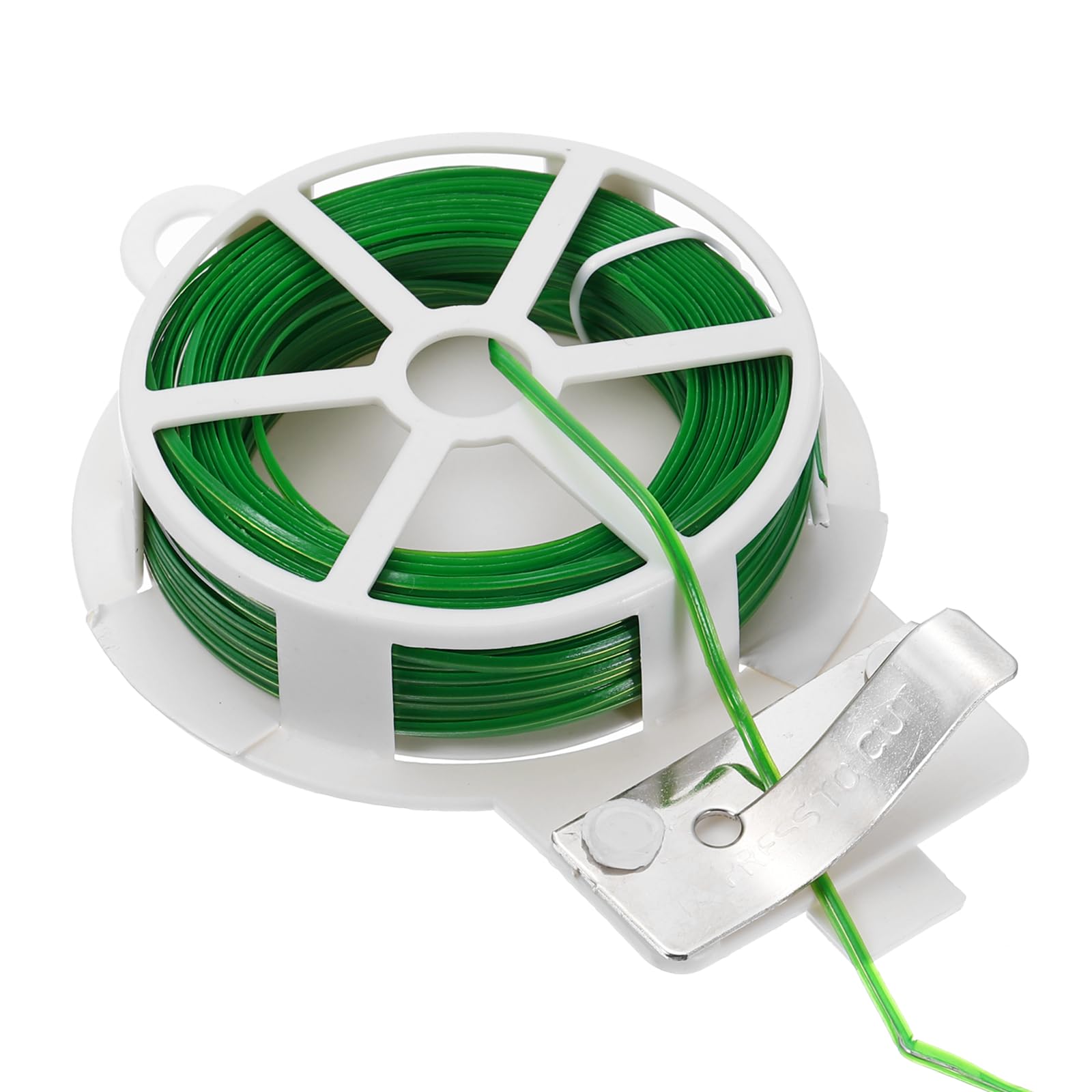 sourcing map Twist Tie with Cutter 98.4FT (30m) Garden Plant Ties Garden Twine Support Wire for Gardening Plant Support Growth Care Home Office Cable Organization, Green