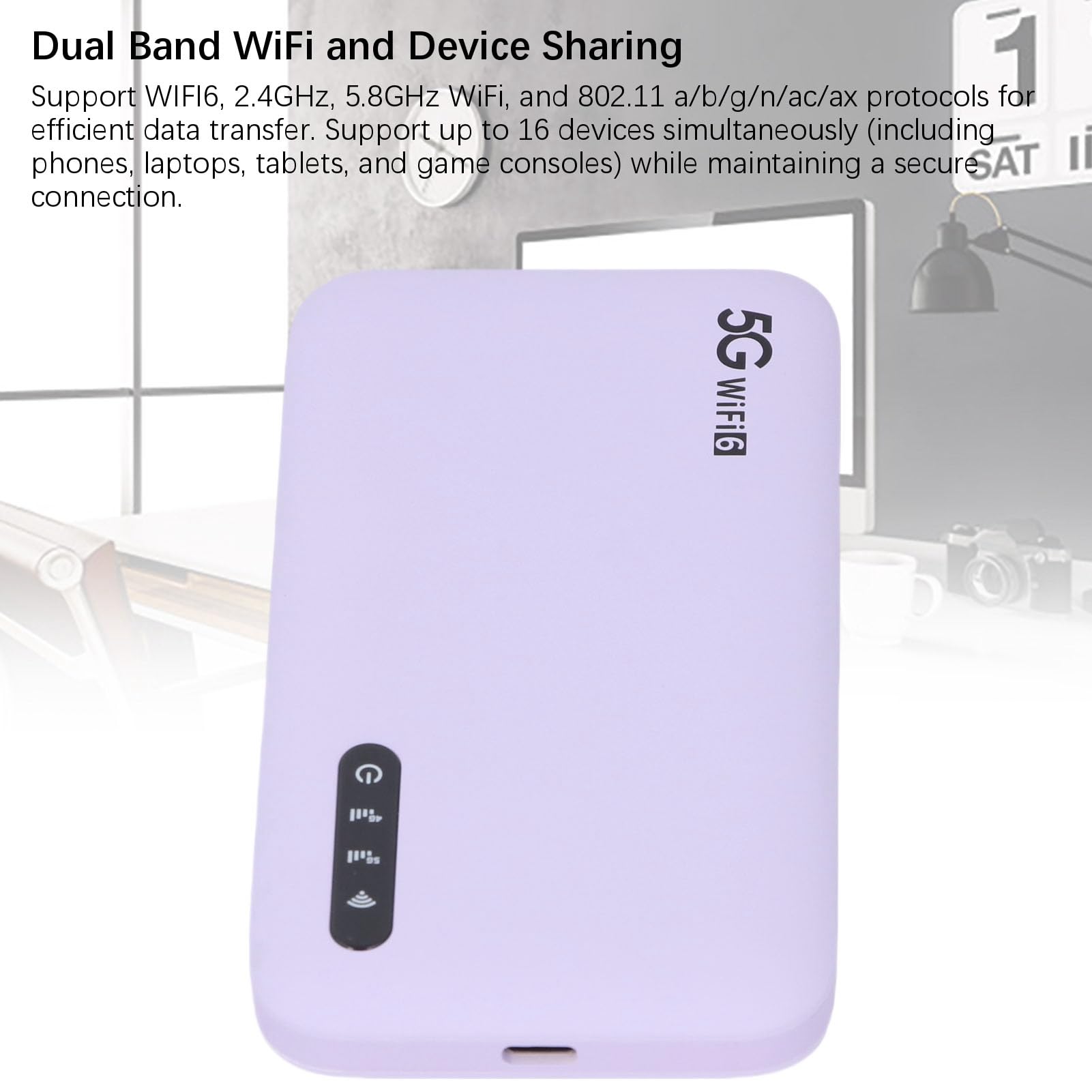 5G WiFi Mobile Hotspot-Gerät, Tragbares WLAN für Reisen, mit Multitrier-Netzwerk, Verbinden Sie Bis zu 16 Geräte, die in 6100-mAh Eingebaut Sind