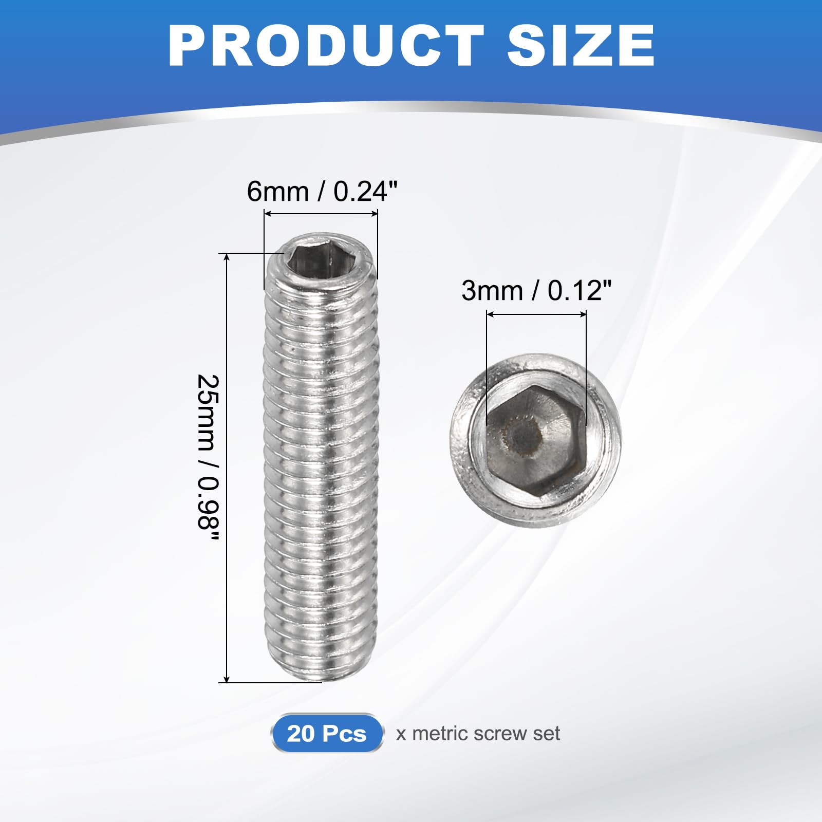PATIKIL 20 Pcs Hex Socket Grub Screw - Image 2