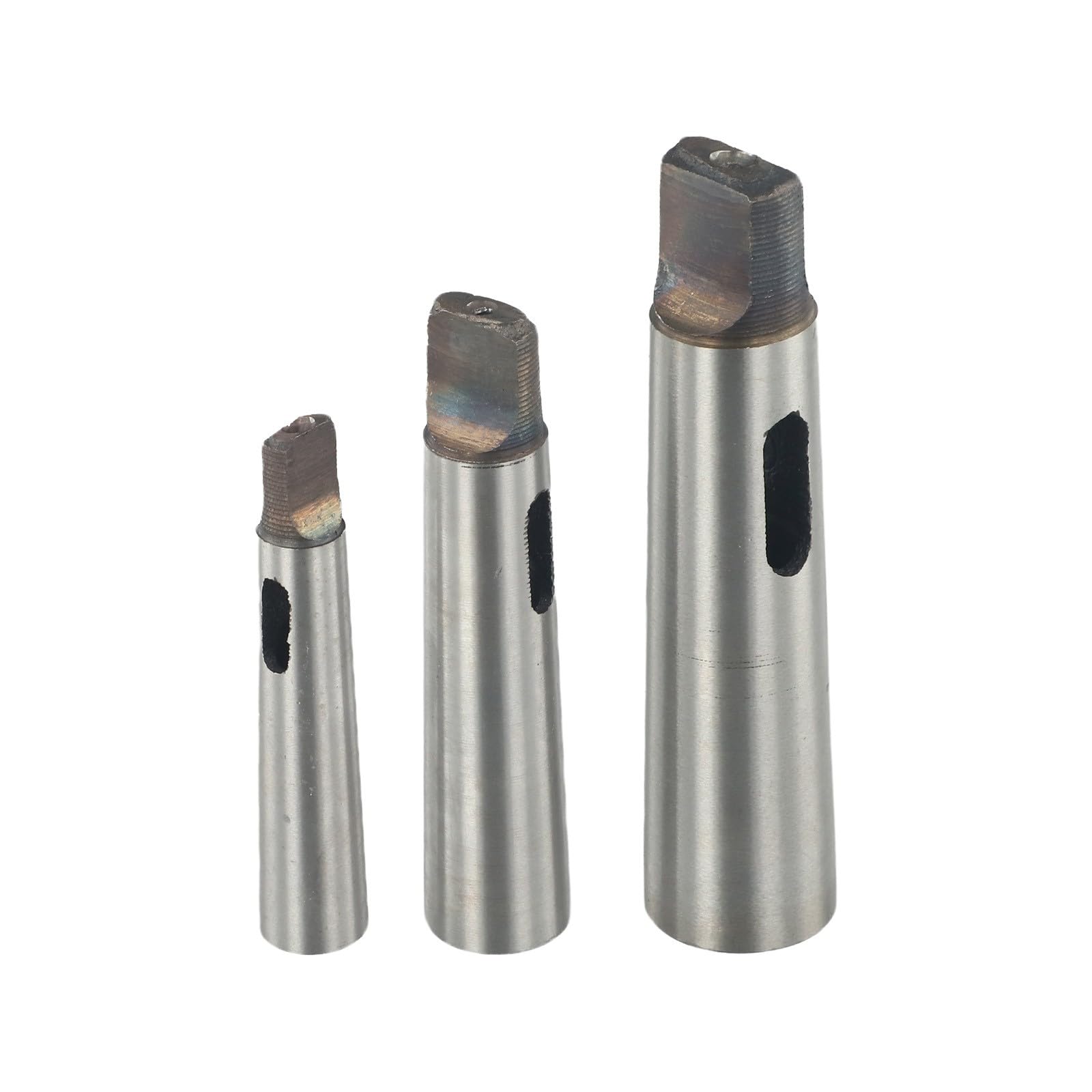 Lecreatekit Lot de 3 adaptateurs de cône morse (MT1-MT2, MT2-MT3, MT3-MT4) pour mandrin de perceuse et outils à tige conique — Acier 45#, dureté HRC58, rectifié