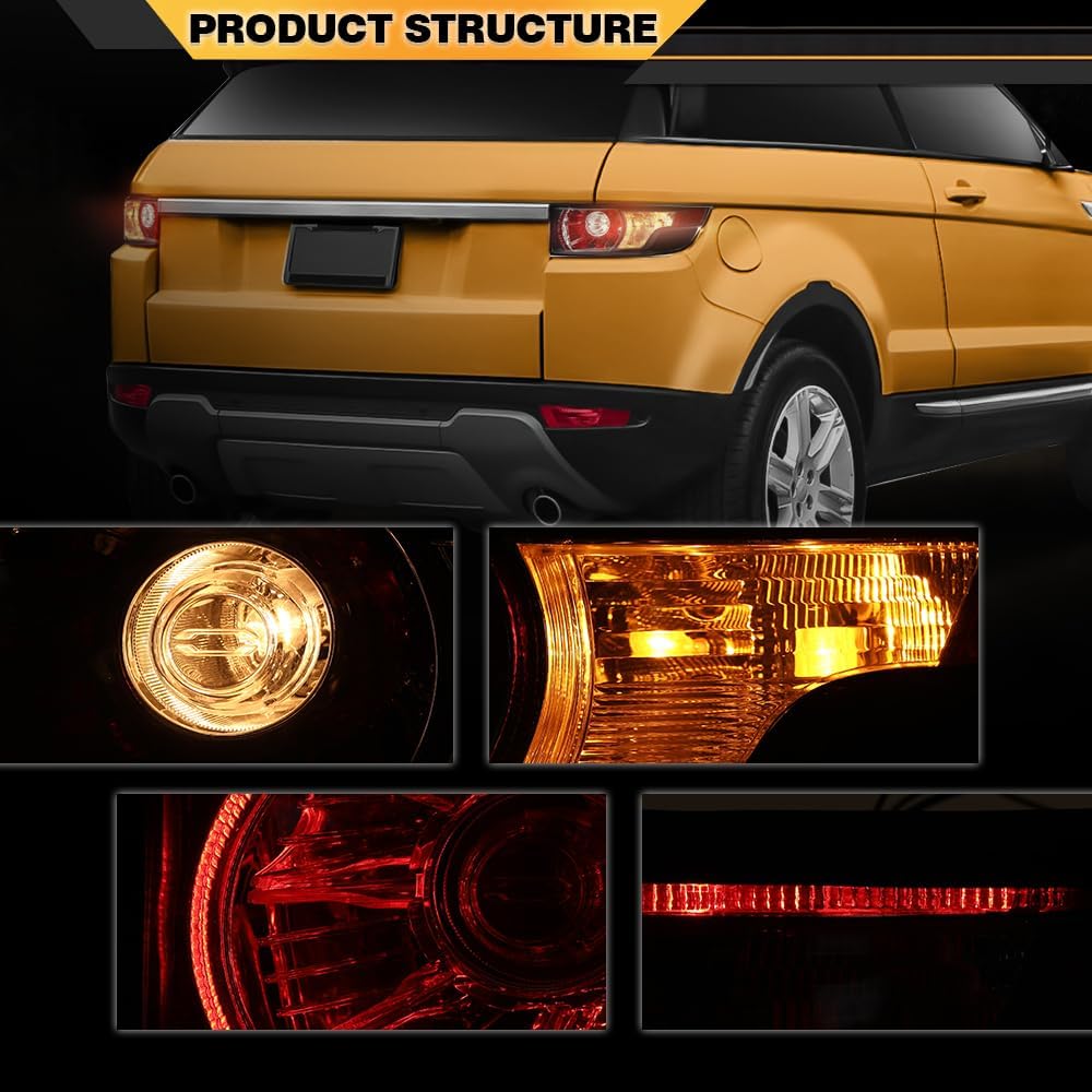 CNNELL Right Tail Light Rear Brake Lamp Assembly Compatible with Evoque 2011-2015 w/Bulb LR074796 Turn Signal Indicator Passenger Side
