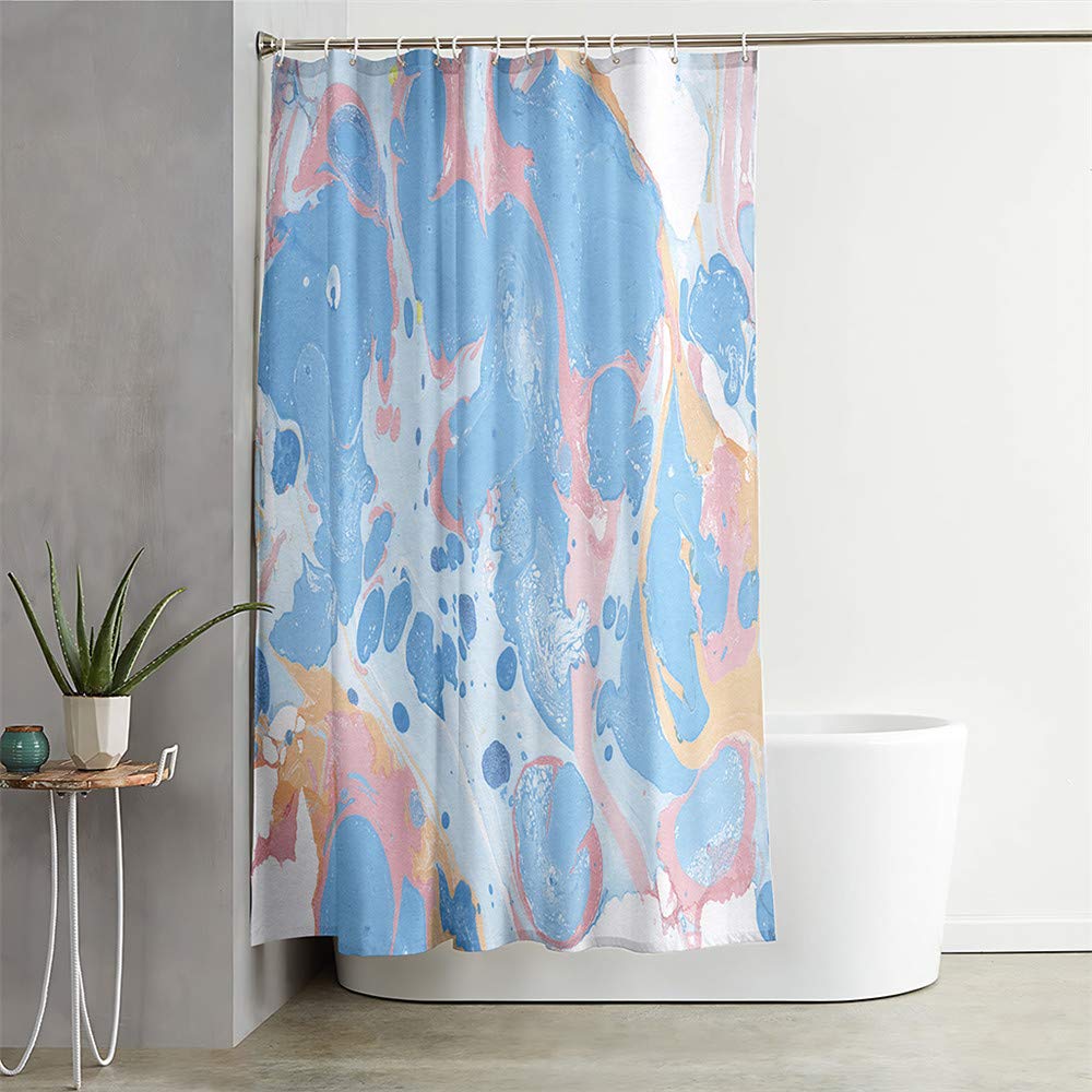 Tenda da doccia in marmo 3D con 12 ganci Tenda da bagno impermeabile lavabile Decorazione per il bagno Tessuto 100% poliestere(Graffiti blu,150x180cm)