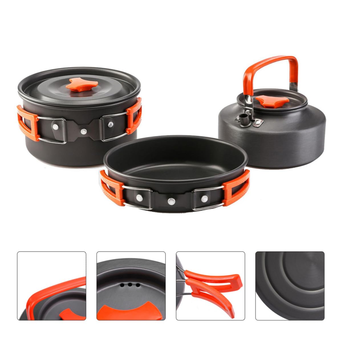 OUNONA Juego de Utensilios de Cocina para Acampar, Aluminio