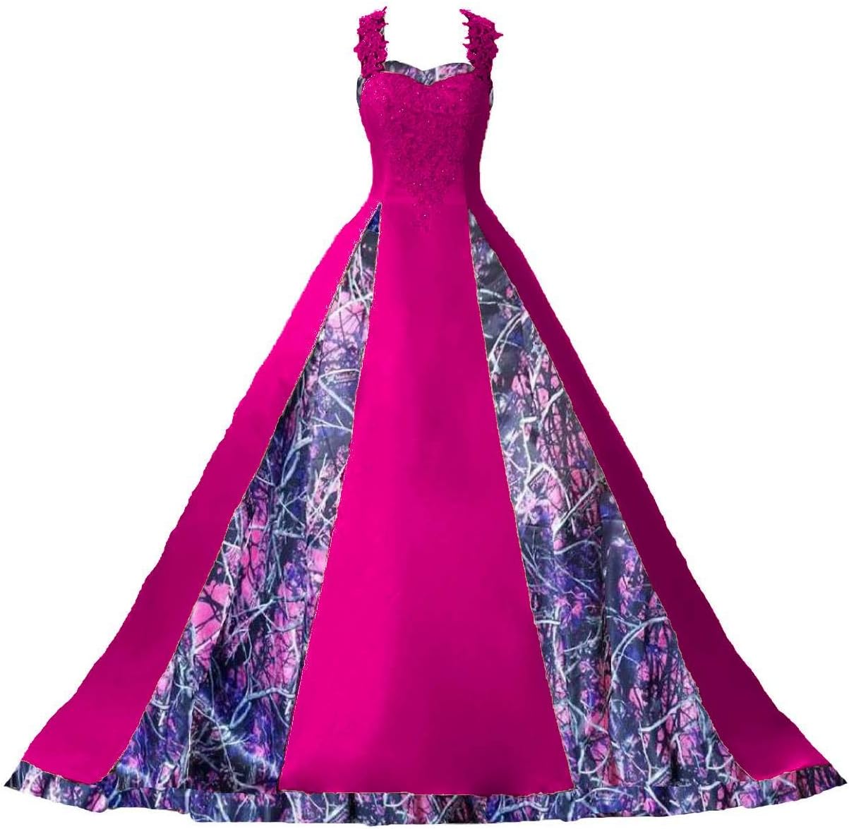 YINGJIABride Muddy Girl Camo Wedding Dresses for Bride Camouflage Prom Reception Dress