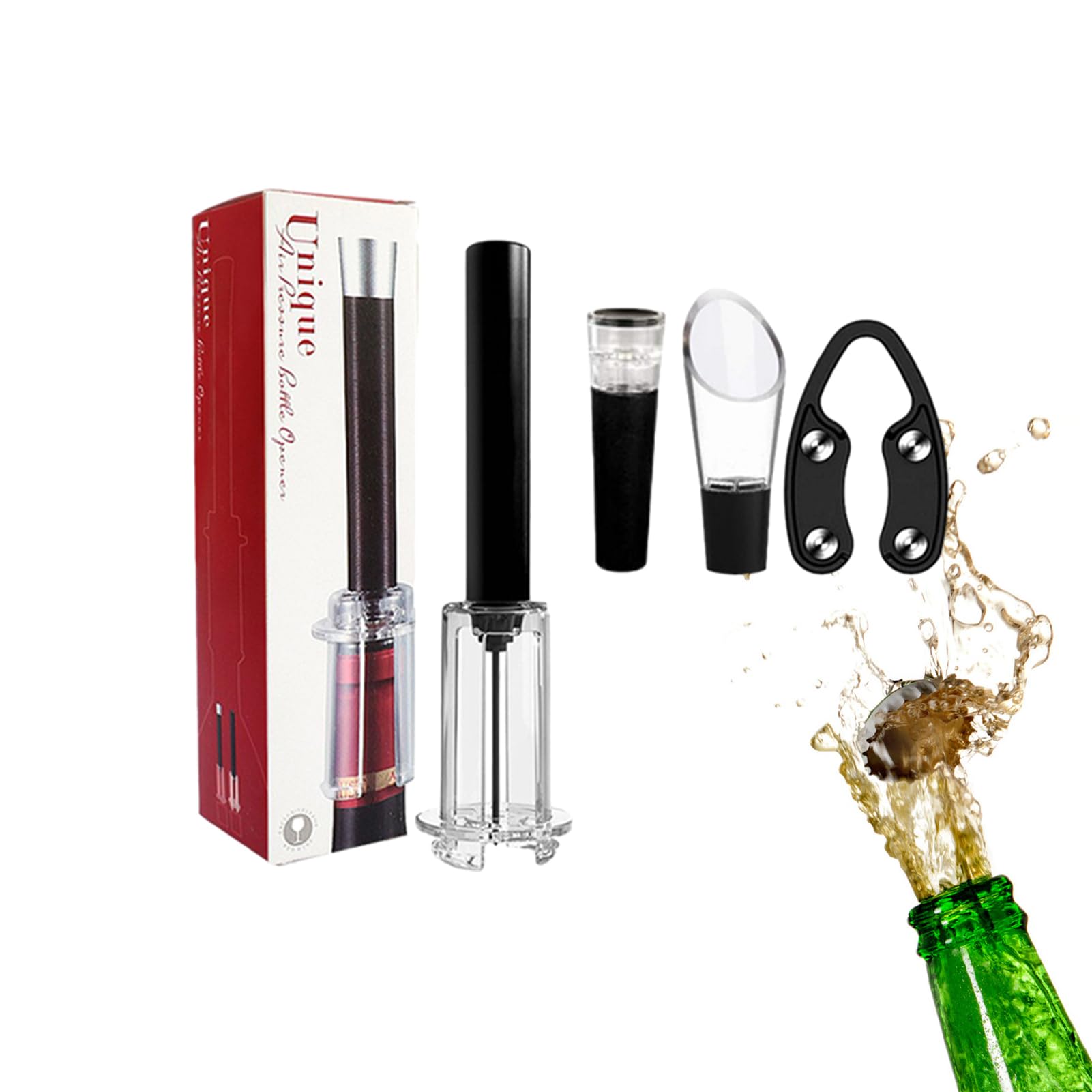 Kit Multifuncional de Abridor de Vinos - Abridor de Botellas con Bomba de Aire, Práctico y Portátil