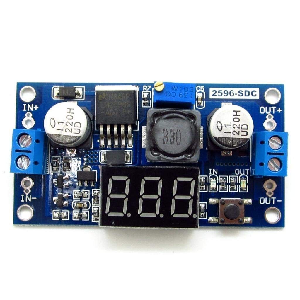 UIOTEC LM2596 Adjustable Voltage Regulator 4.0-40V to 1.25-37V DC 36V to 24V to 12V to 5V Variable Volt Power Supply Module with Red LED Display