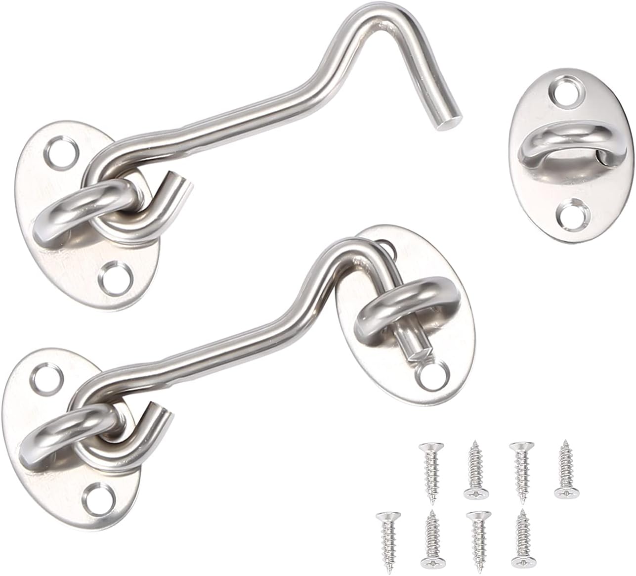 2 Pcs Hook and Eye Latch,3 inch Stainless Steel Cabin Hook,Gate Hook Lock,Barn Door Lock Window Hook Lock with Mounting Screws for Shed Gate or Barn Door (2 pcs 3 inch)