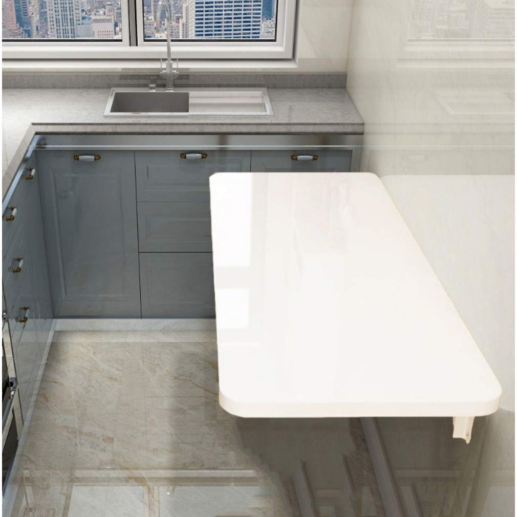 Table murale pliante en bois blanc au design épuré pour aménagement intérieur moderne