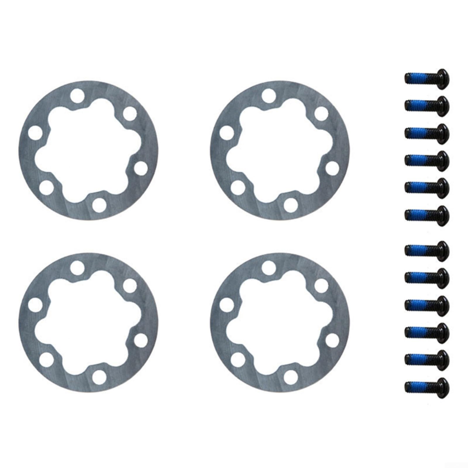 ComfyHarbor 4PCS E-Bike Brake Disc Gasket Spacer, 6-Hole Aluminum Alloy Washers 2mm/5mm for 44mm Rotors, Electric Scooter Wheel with Stainless Steel Screws,