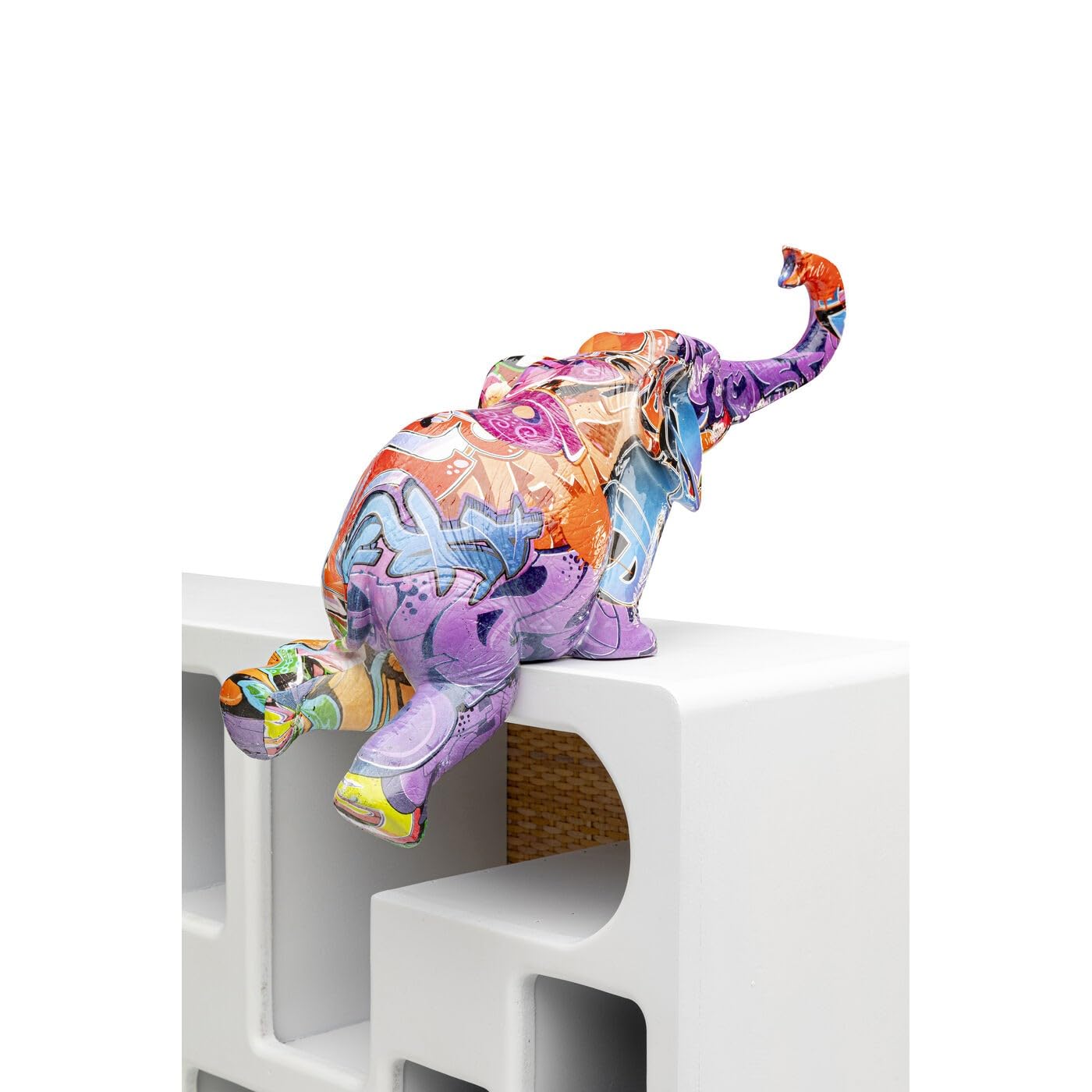 Kare Design Deko Elefant Zirkus Graffiti (2/Set), Mehrfarbig, Tiermotiv, Accessoire, Wohnzimmer, Deko für Regale oder Sideboards, Deko Skulptur, 22x50x18 cm (H/B/T)