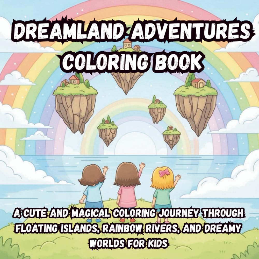 Dreamland Adventures Coloring Book: A Cute and Magical Coloring Journey Through Floating Islands, Rainbow Rivers, and Dreamy Worlds for Kids
