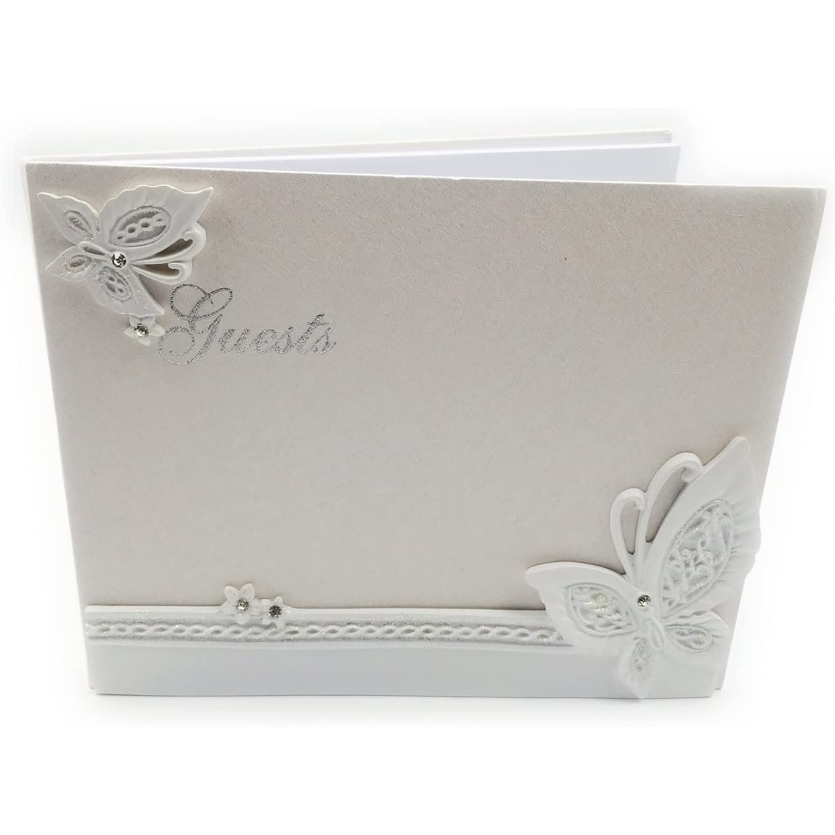 Livre d'or souvenir papillons 24,9x20,1 cm pour mariage et fêtes
