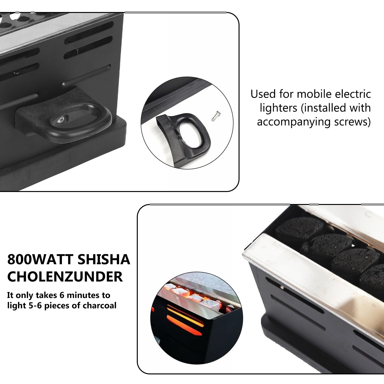 GBKDQQ Elektrischer Kohleanzünder, 800W Kohlegrill Toaster, Kohleanzünder Shisha mit Dreiseitiges-Hitzesystem, Kohlegrill Kohle für Hochzeit, Geburtstage, Feste, Sammlungen