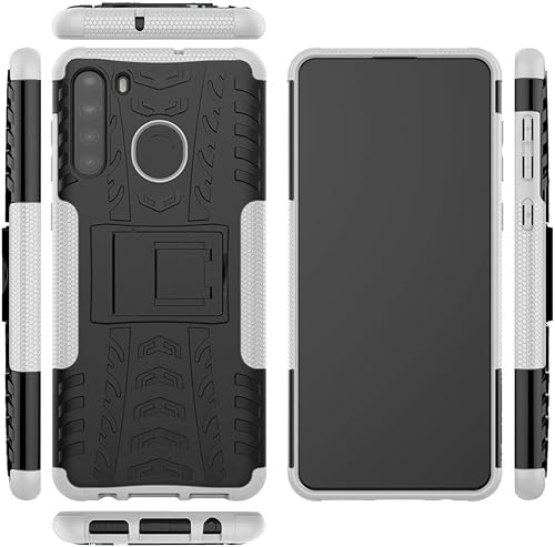 Miniatura 3 de Funda para Galaxy A21, con protector de pantalla HD, a prueba de golpes resistente funda protectora de doble capa híbrida con función atril para