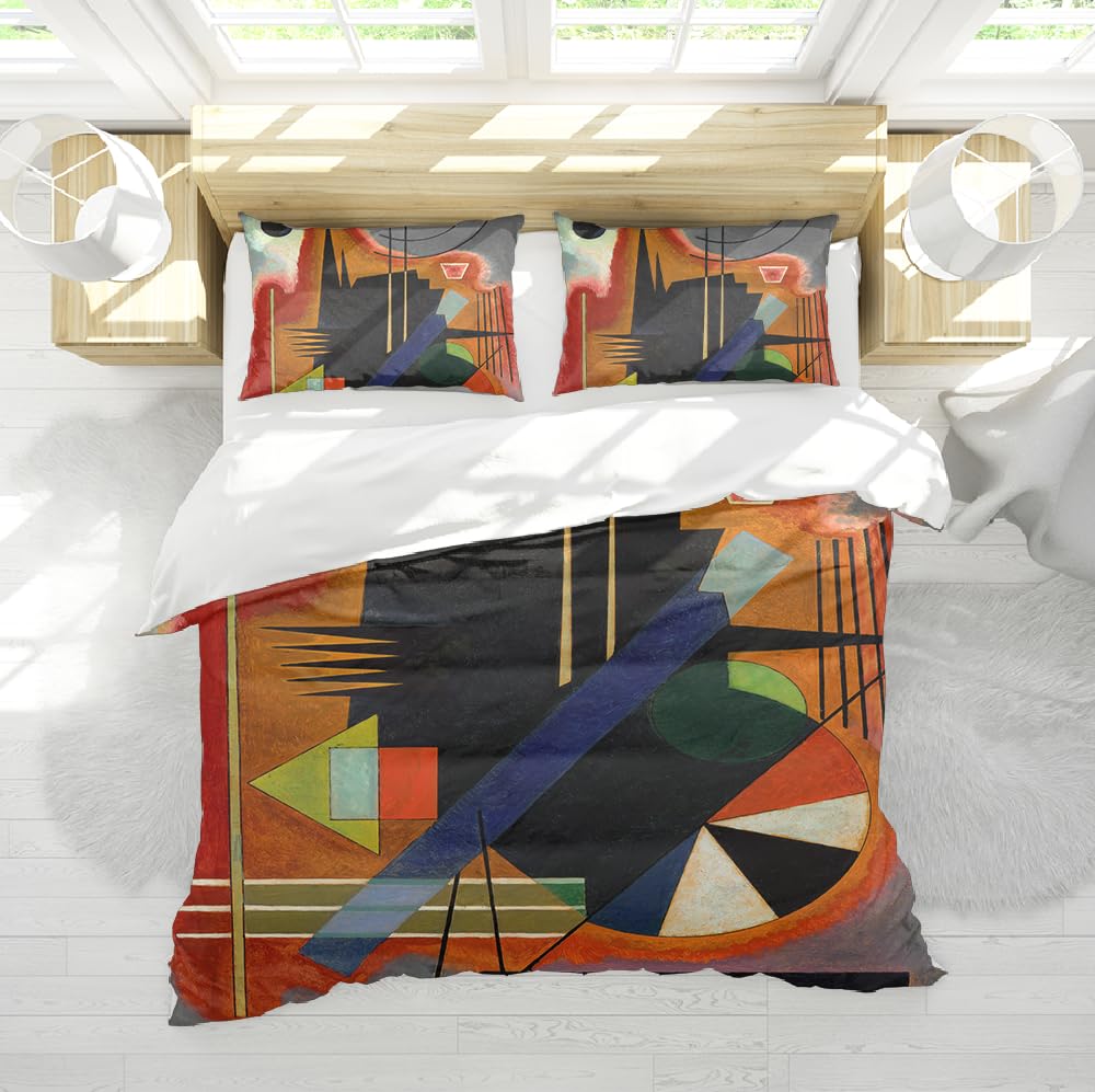 Housse de couette moderne style art classique : parure de lit géométrique 140x200