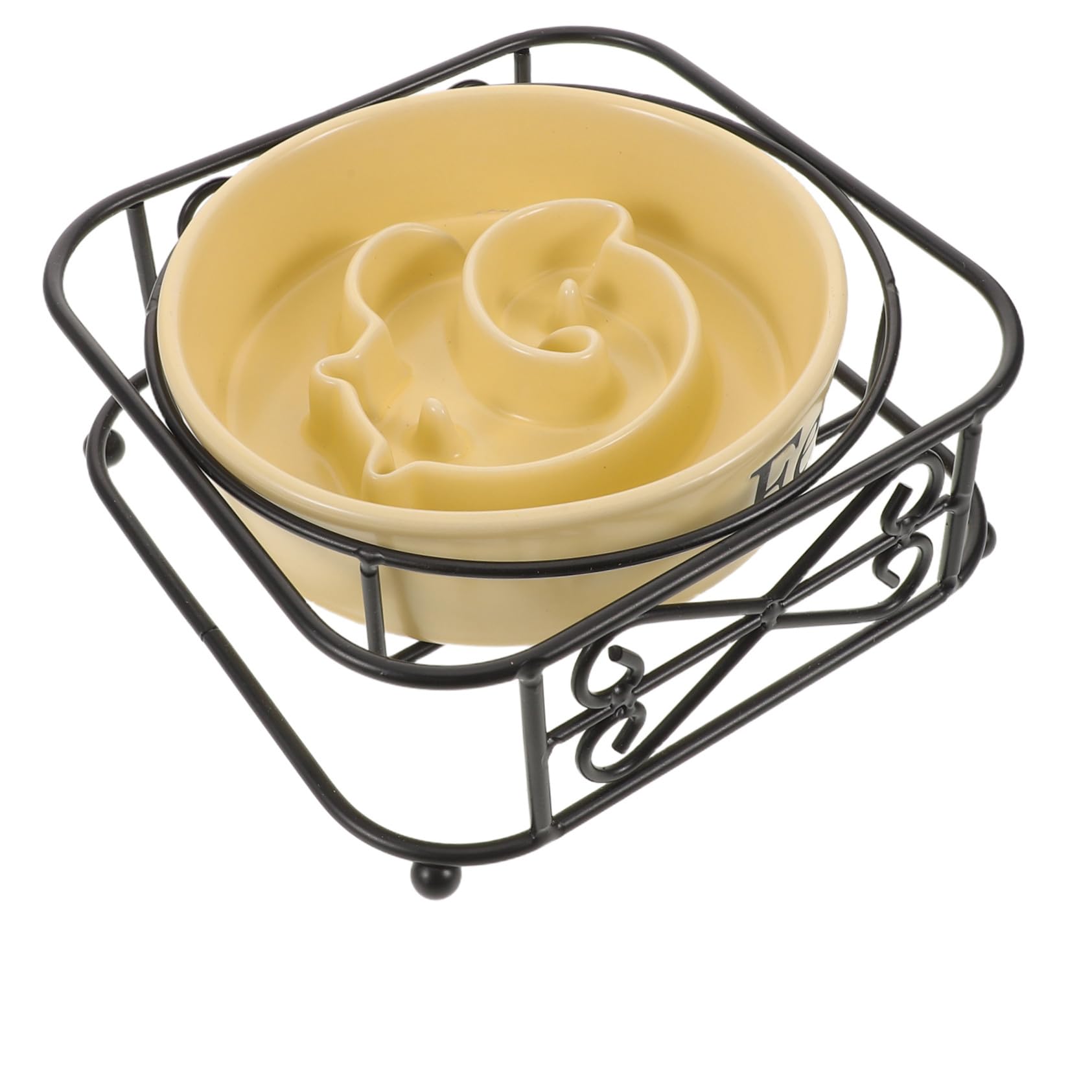 Gamelle Lente en Céramique pour Chien et Chat Anti-glouton | Bol Surélevé avec Support en Fer, Design Stable Non Basculant, Usage Quotidien pour Repas Secs ou Humides
