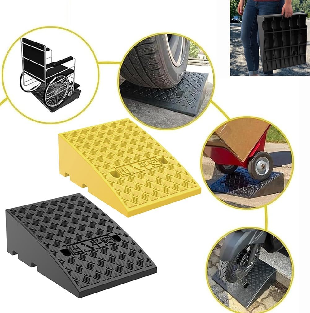Kanduo Rampa podjazdowa Plastikowa rampa krawężnikowa, próg o wysokości 22 cm, do wózków inwalidzkich, motocykli, rowerów(Giallo)