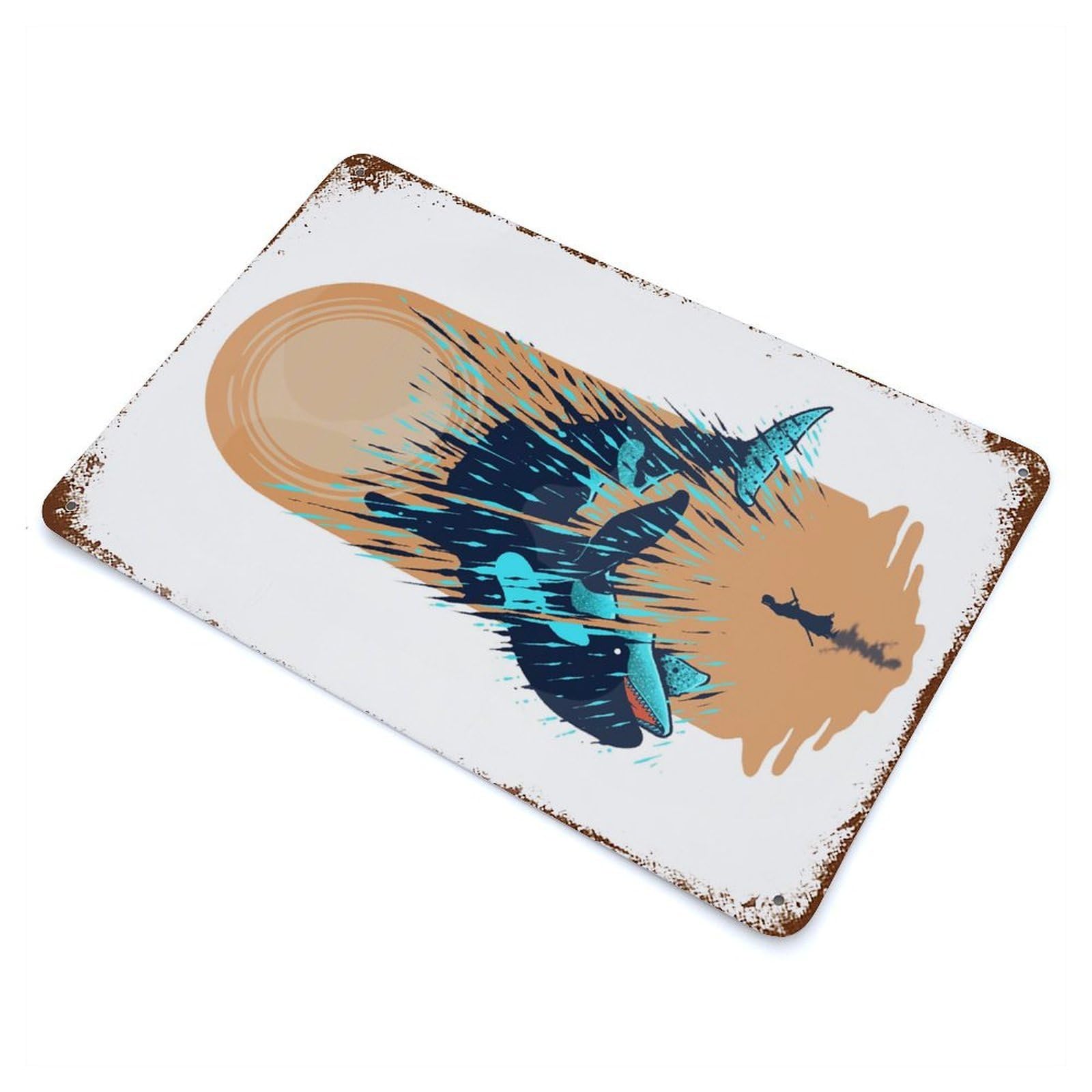 Orca Slice Weathered Tin Sign 11.8"x7.9", Novelty Wall Decor for Garage, Pub Or Kitchen