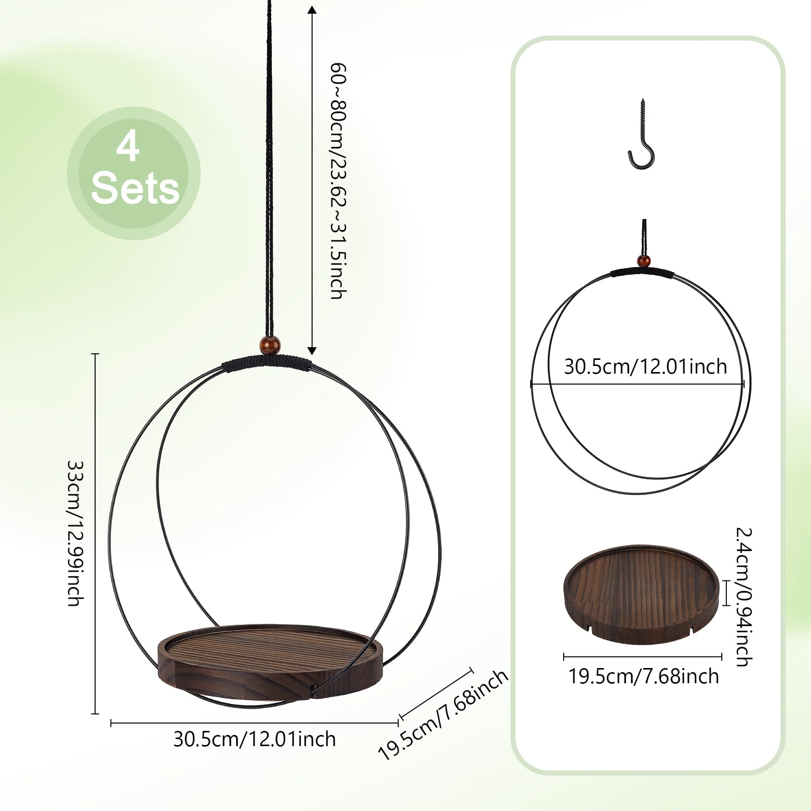 peacoblue Hängepflanzentöpfe, Holzsockel Pflanzenhalter Set