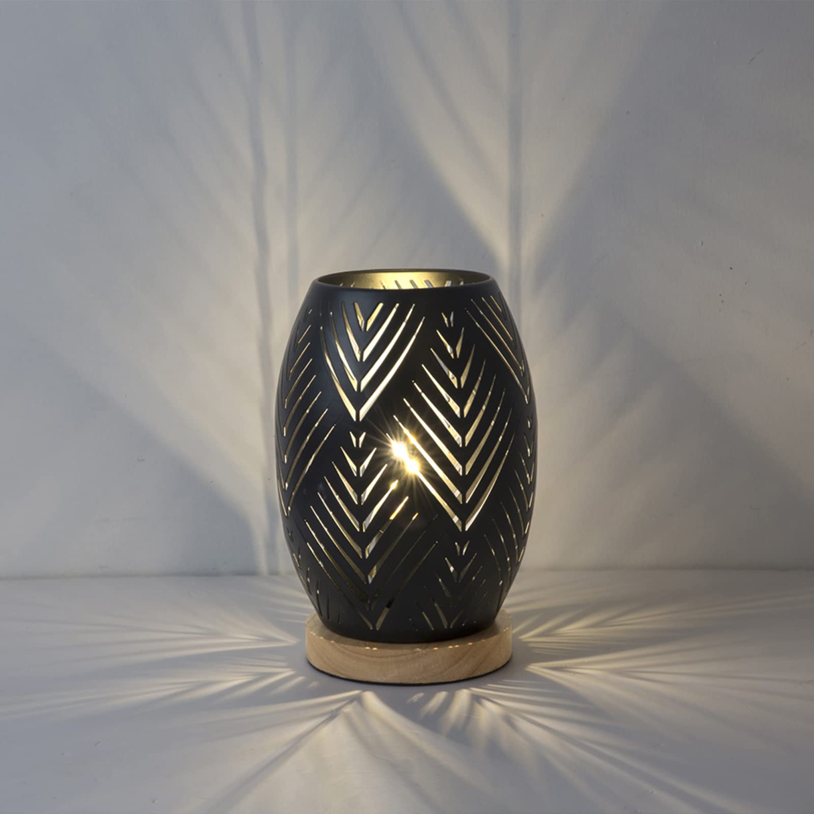 OuXean Metal and Wood Bedside Lamp