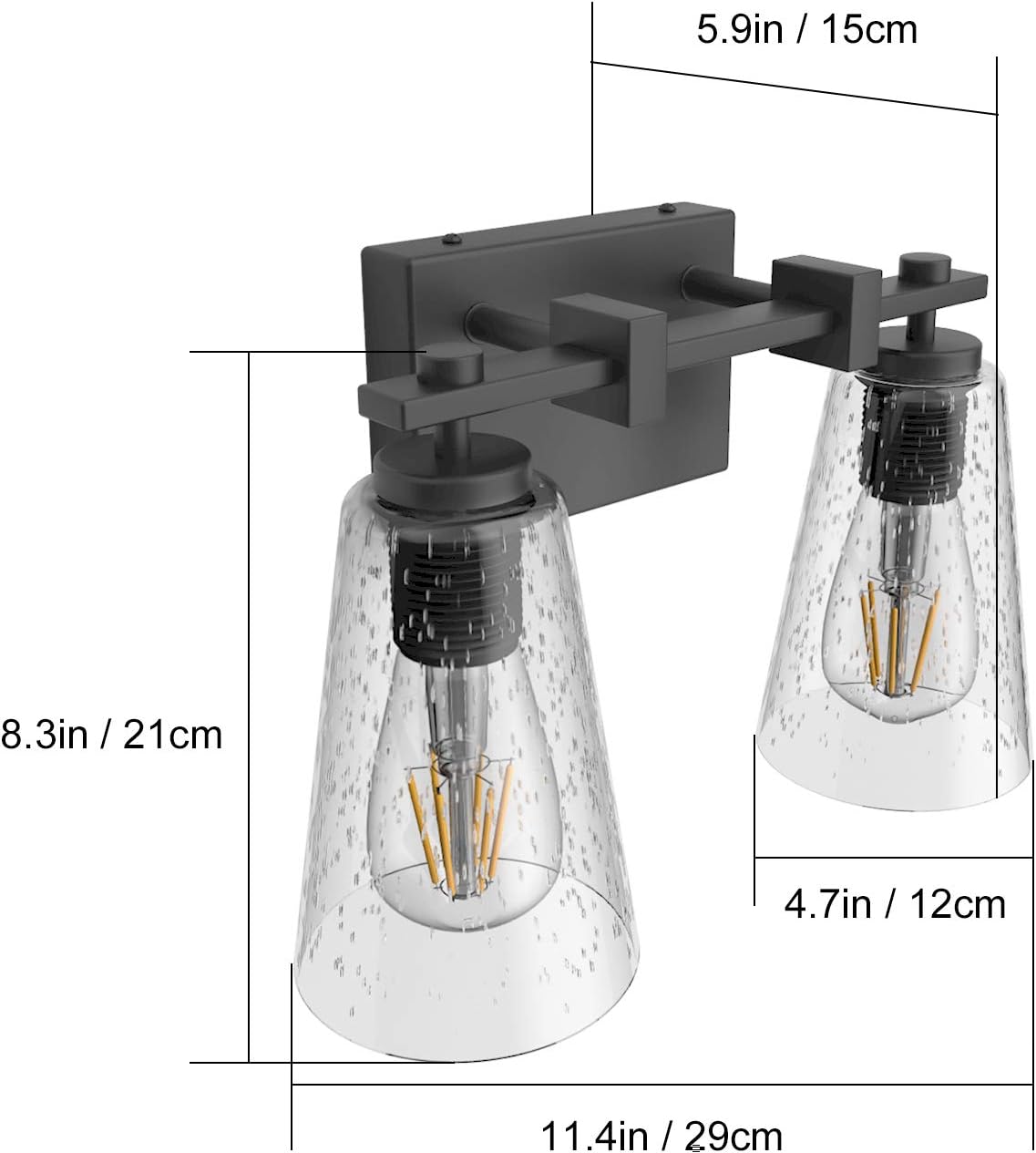 Gеt Dіѕсоunt оƒƒеr Aipsun Black Bathroom Vanity Light 2 Lights Vintage Seeded Glass Vanity Light Fixtures Industrial Wall Sconce Lighting (Not Include Bulb)