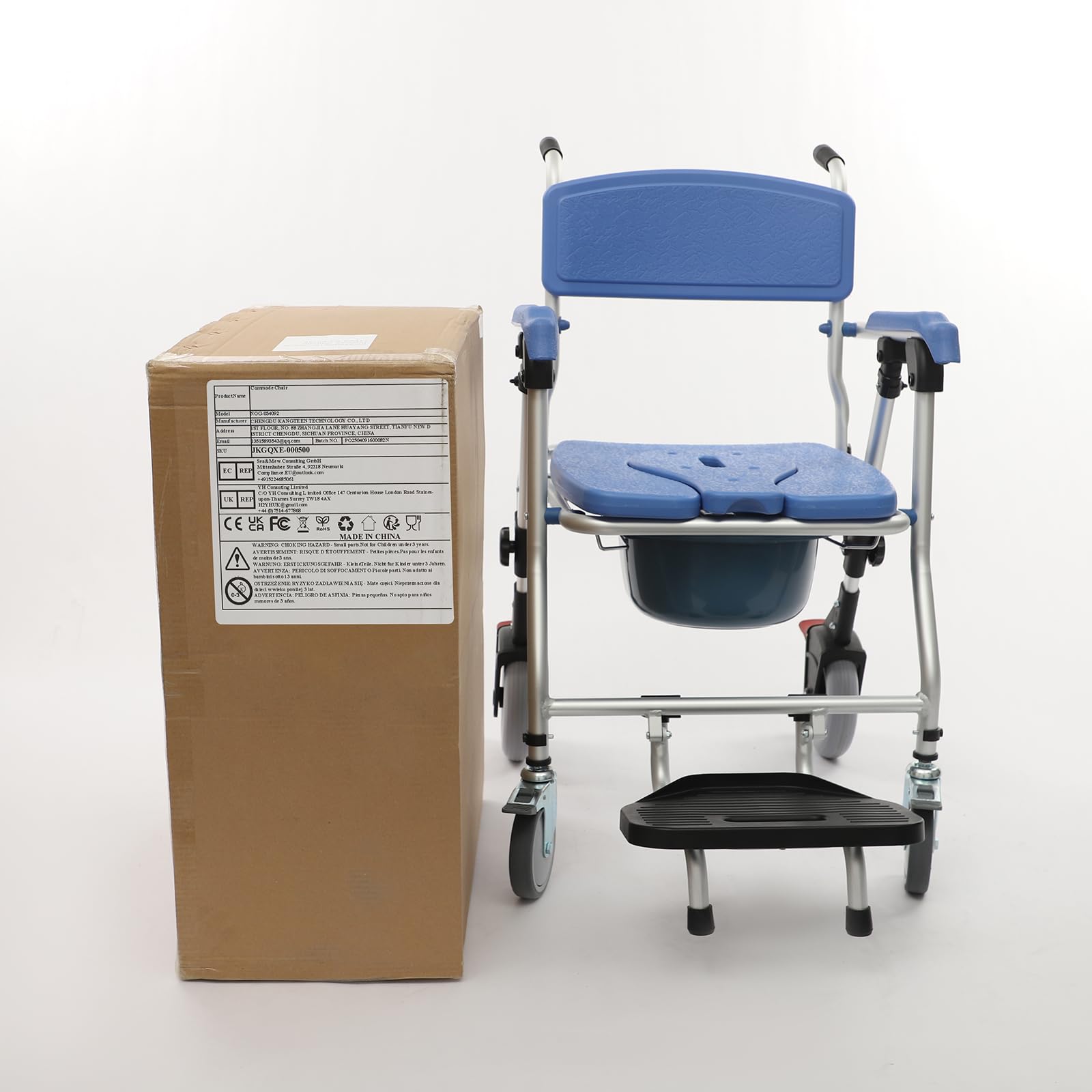 Wózek inwalidzki pod prysznic, do 150 kg, wysokość siedziska 51 cm