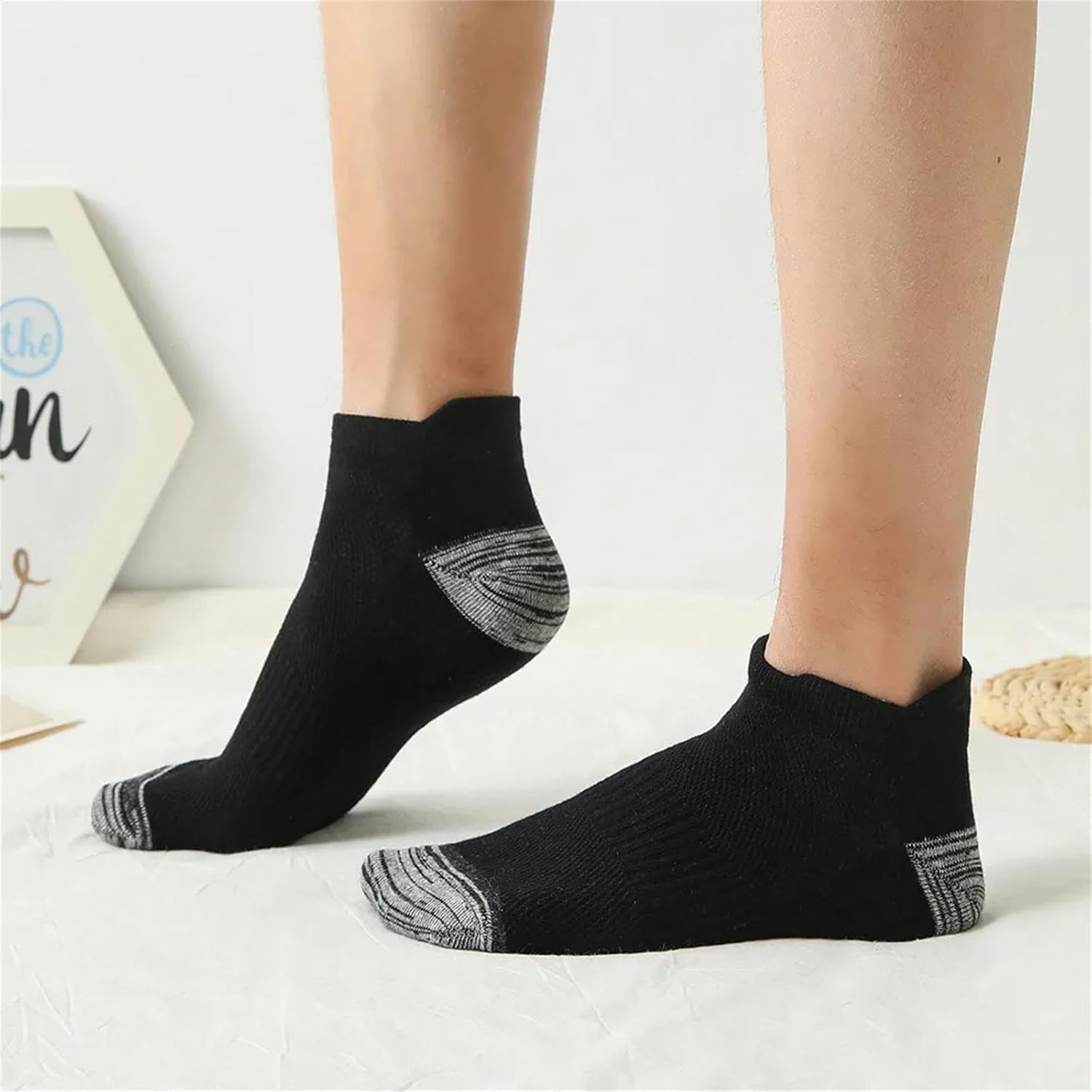 Calcetines 6 Pares De Calcetines Tobilleros para Hombre - Transpirables, Algodón, Calcetines Deportivos,Casual Athletic,Calcetines para Hombre, 3 Grey 3 White, EU44-48 US10-14