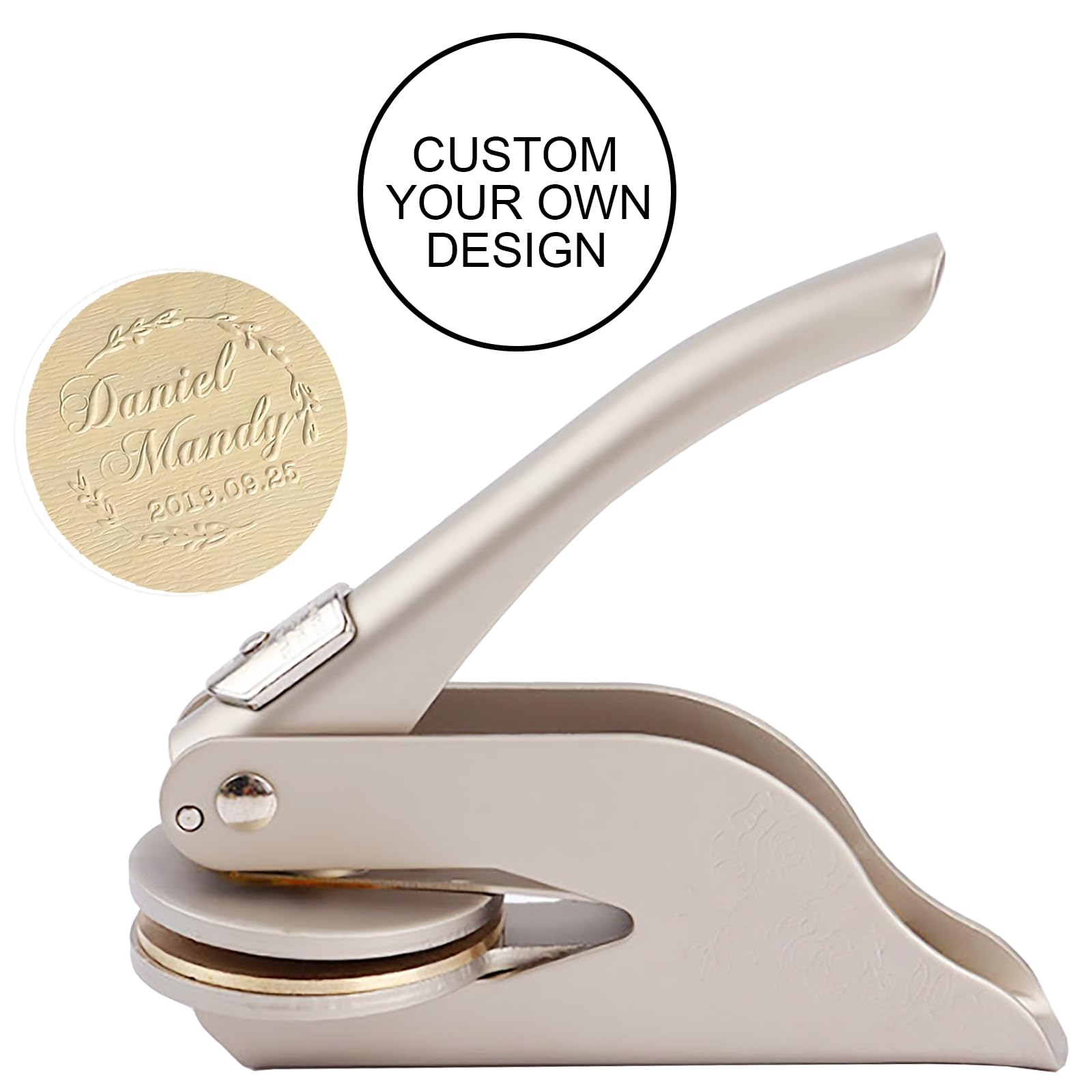 Book Embosser Stamp Custom Logo Embosser Seal Stamp for Books, Cards, Paper, Envelopes, Napkins Wedding Invitations Gift (Matte Sliver)
