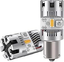 S25 ピン角違い LED ウィンカーバルブ 最新型 冷却ファン搭載 純正アンバー ハイフラ防止 抵抗内蔵 S25シングル 150°ピン角 違い BAU15S PY21W LEDウィンカー球 ノイズ対策済み ステルス仕様 ハイパワー DC12V車用 無極性 車検対応 (2個入り)