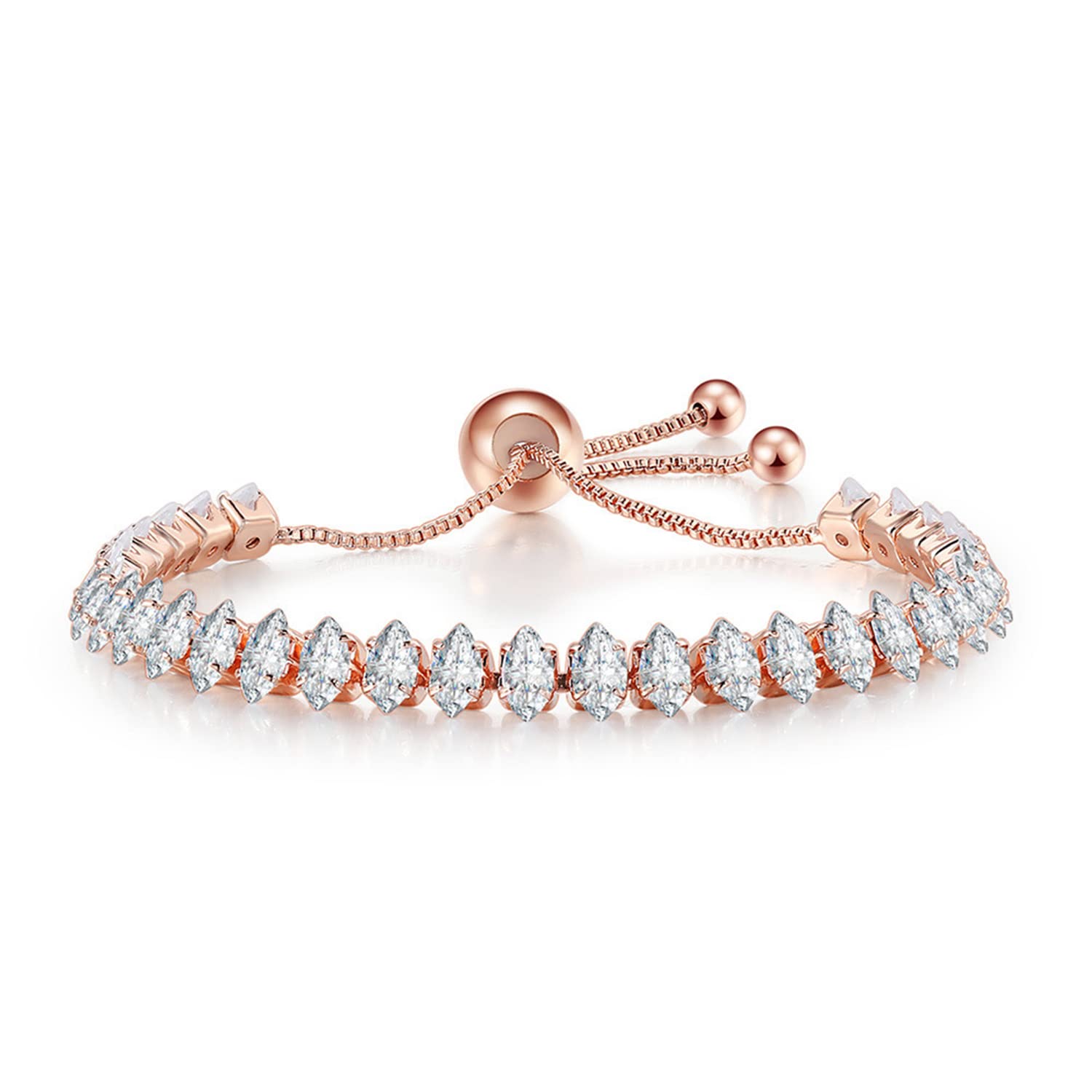 Peora American Diamond Studded Rose Gold Plated Bracelet Fashion Adjustable Stylish Jewellery Gift for Girls & Women (PX8B59C) (B0BX469V2L) Amazon Price History, Amazon Price Tracker