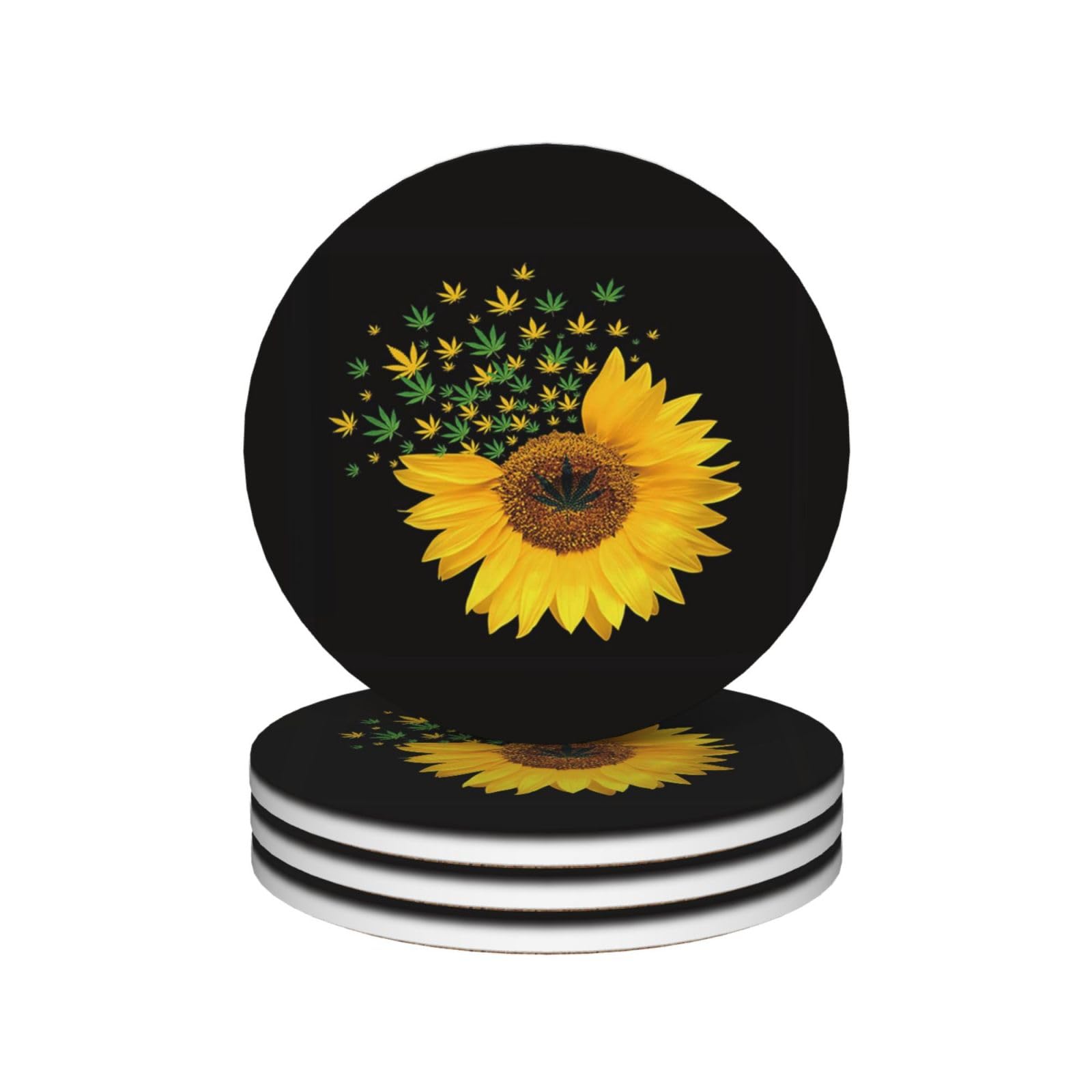 Dessous de verre Weed et Sunflower en céramique, idée cadeau originale