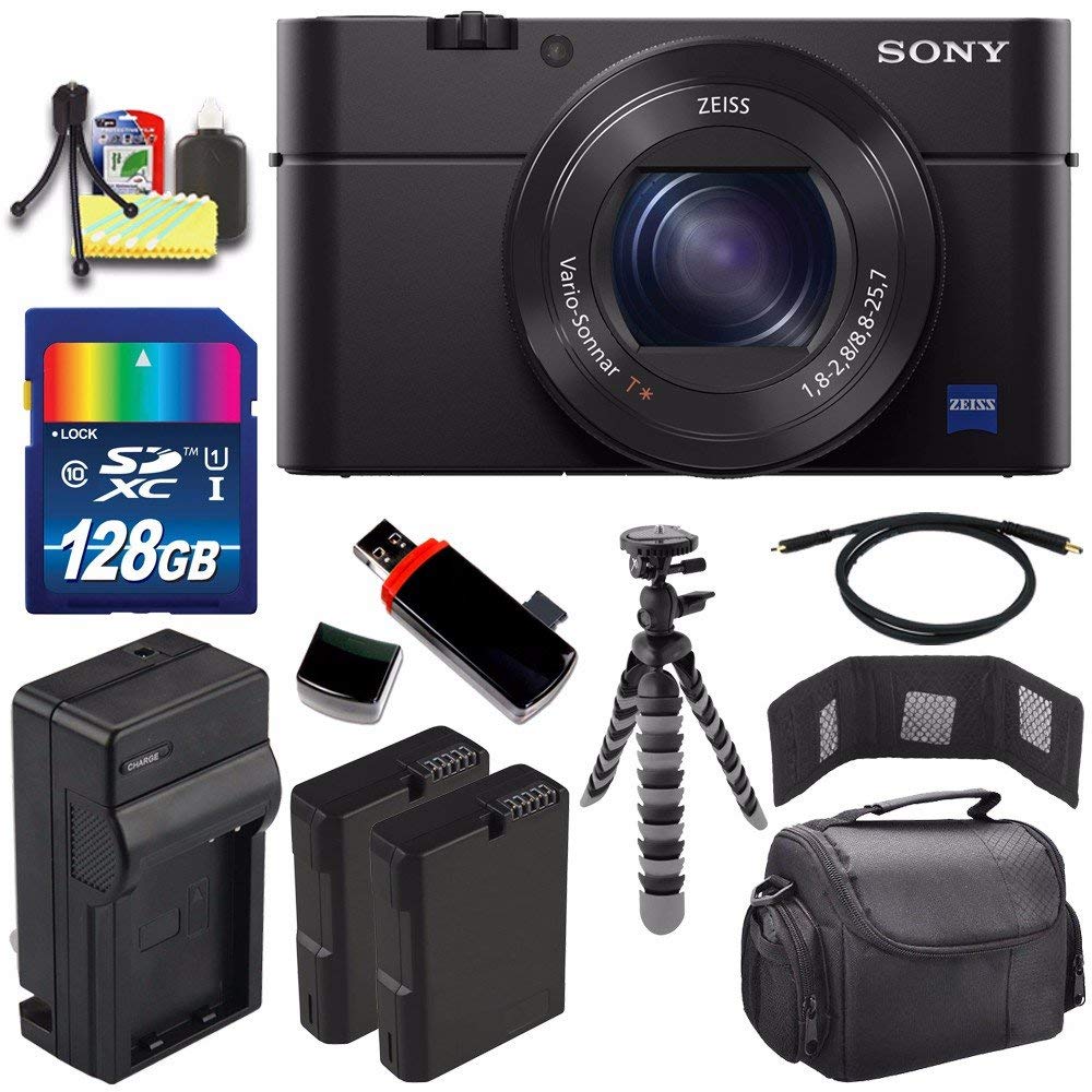 Sony Cyber-shot DSC-RX100M4 IV Digital Camera + Extra battery + Charger + 128GB Bundle 8 - International Version (No Warranty)