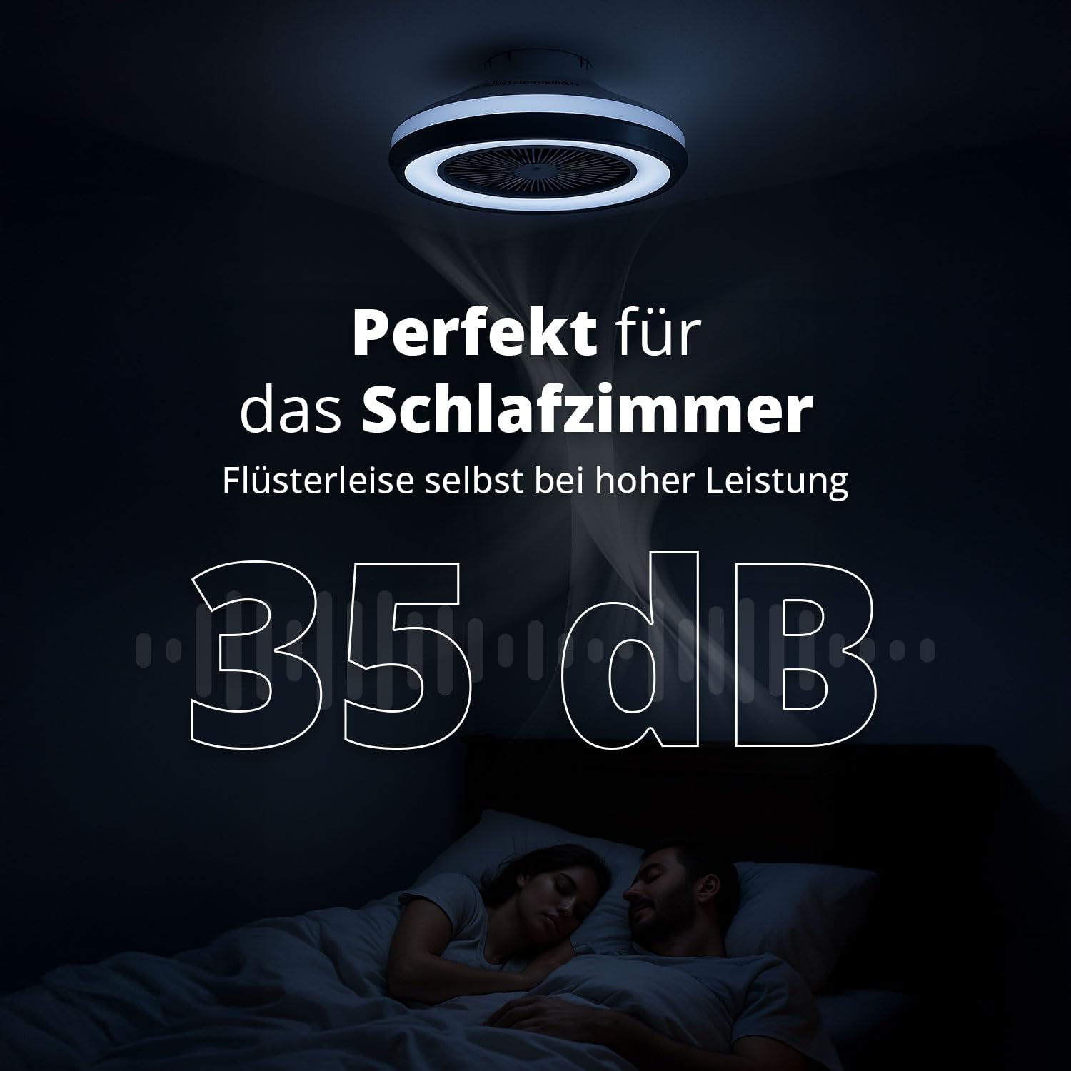 FLINQ LumiFan Deckenventilator mit Beleuchtung - Deckenlampe | Ventilator fürs Schlafzimmer - Leise - LED Licht - Steuerbar per Fernbedienung