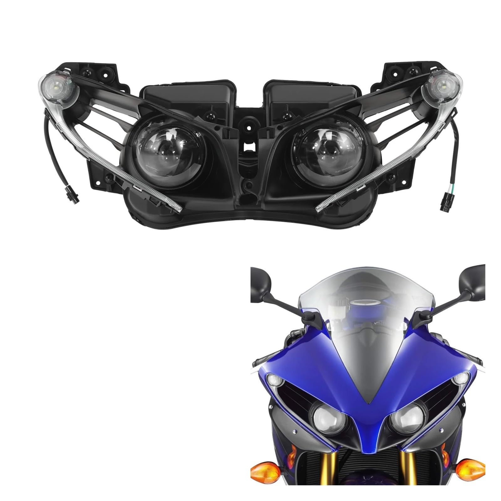Per YZFR1 Per YZF Per R1 2012-2014 Fari Moto | Faro Anteriore Gruppo Lampada Parte Ricambio.