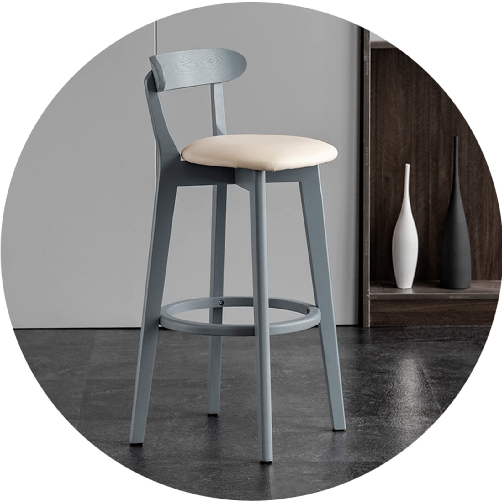 Amazon.co.jp: ダイニングチェアレトロラバーウッドスツール、PUレザー