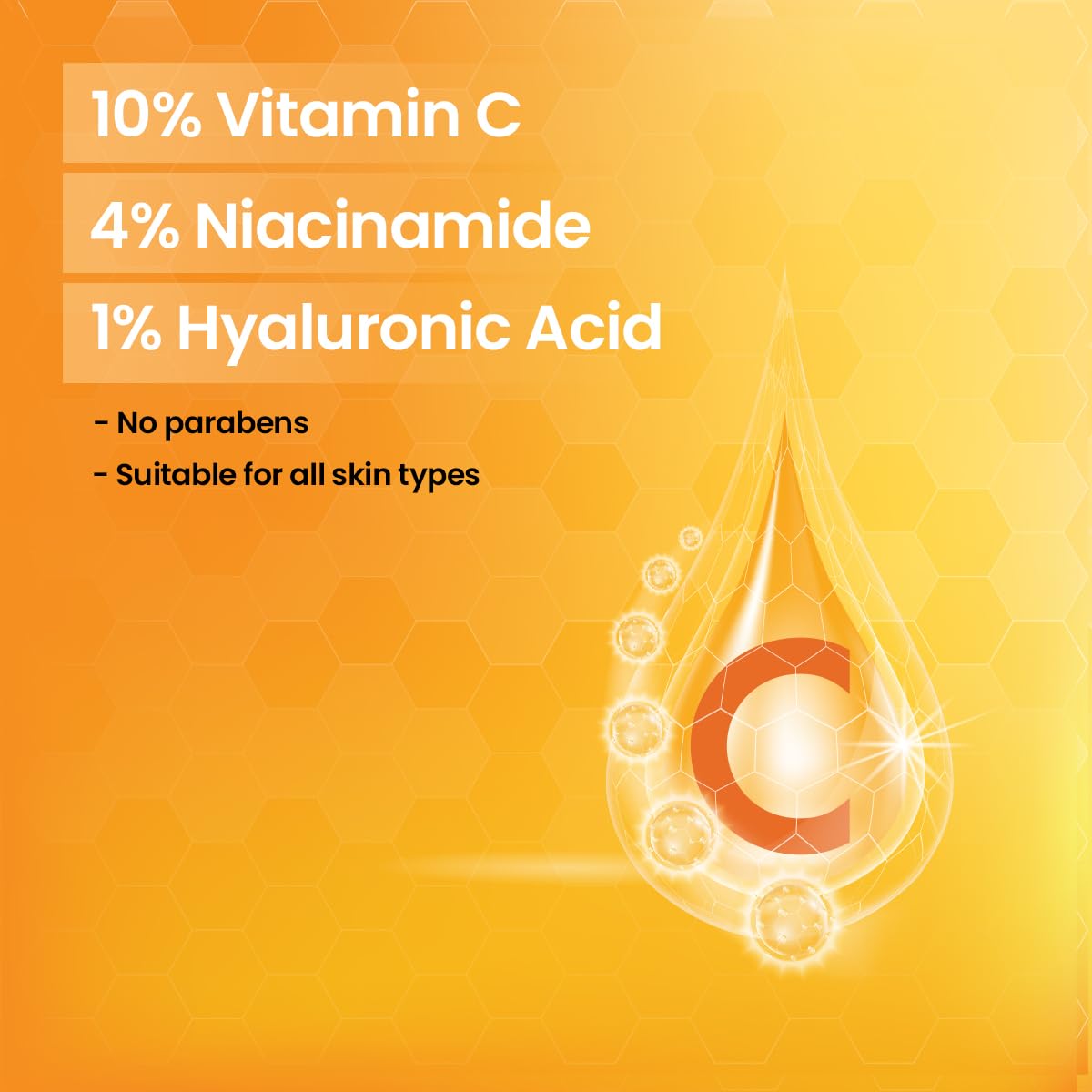 Glamure 10% Vitamin C Face Serum 4% Niacinmide and 1% Hyaluronic Acid, flashing skin, hydrating and hydrating serum, anti-dulaness for men and women, 30ml Glamure 10% Vitamin C Face Serum 4% Niacinmide and 1% Hyaluronic Acid, flashing skin, hydrating and hydrating serum, anti-dulaness for men and women, 30ml