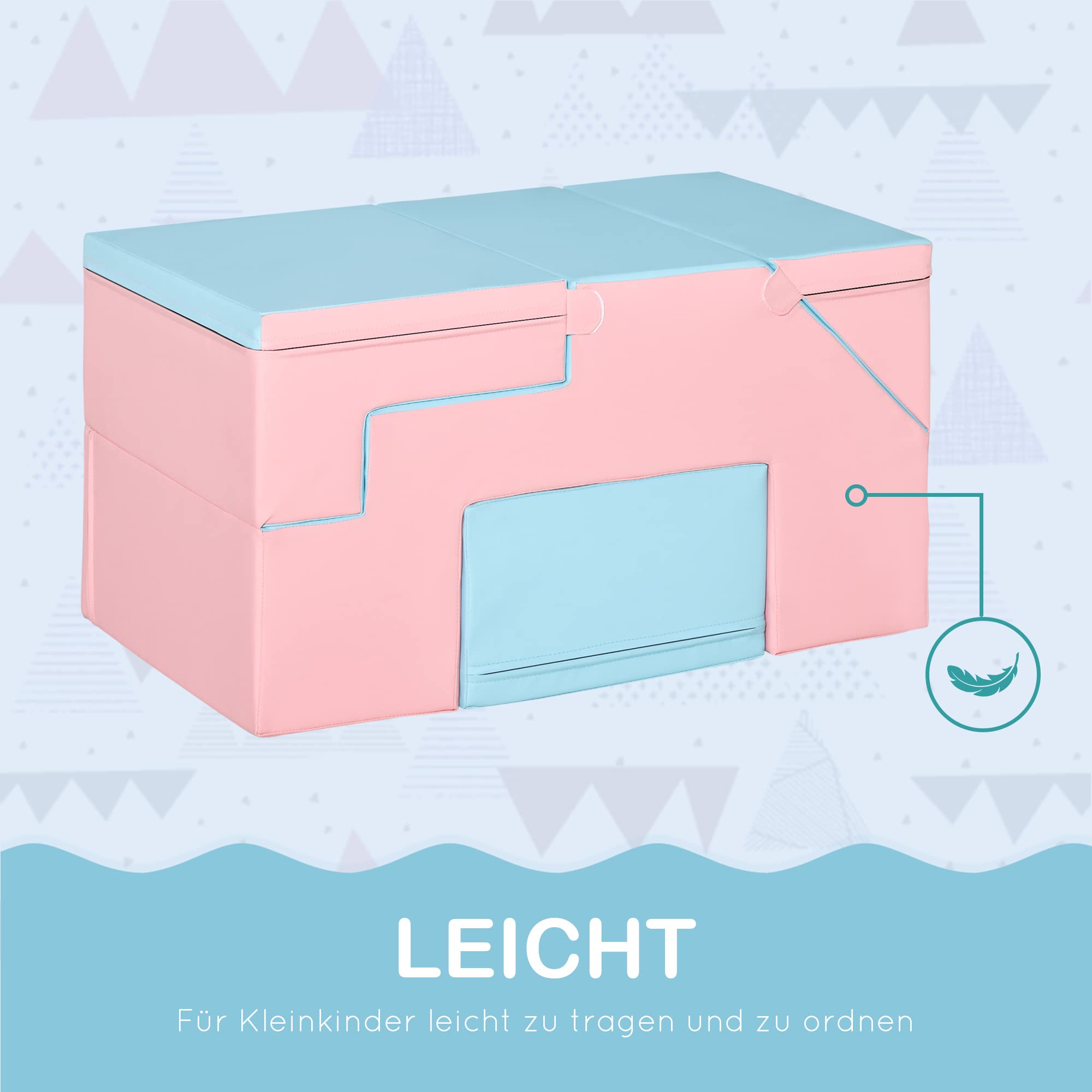 HOMCOM 2 TLG. Schaumstoff Bausteine Kinder Softbausteine Weiche Riesenbausteine Schaumstoffblöcke für 1-3 Jahre alt Kinder Spielbausteine Rosa+Blau