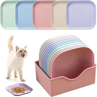Pack of 12 Cat Bowls, Flat Cat Feeding Bowl, Cat Bowl, Cat Bowl, Colourful Cat Food Bowl Set, Cat Feeding Bowl, Cat Feeding Bowl, Cat Bowls, Cat Plates, Feeding Bowls for Cats product image