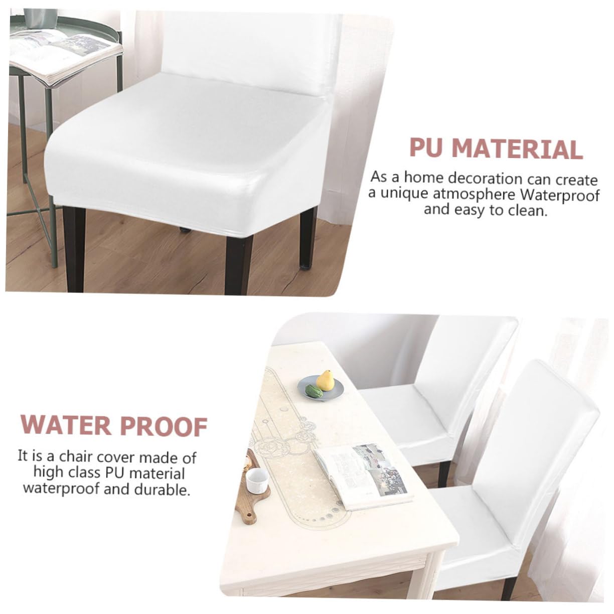 Cabilock Funda de Silla de PU Elástica, 4 Piezas en Color White