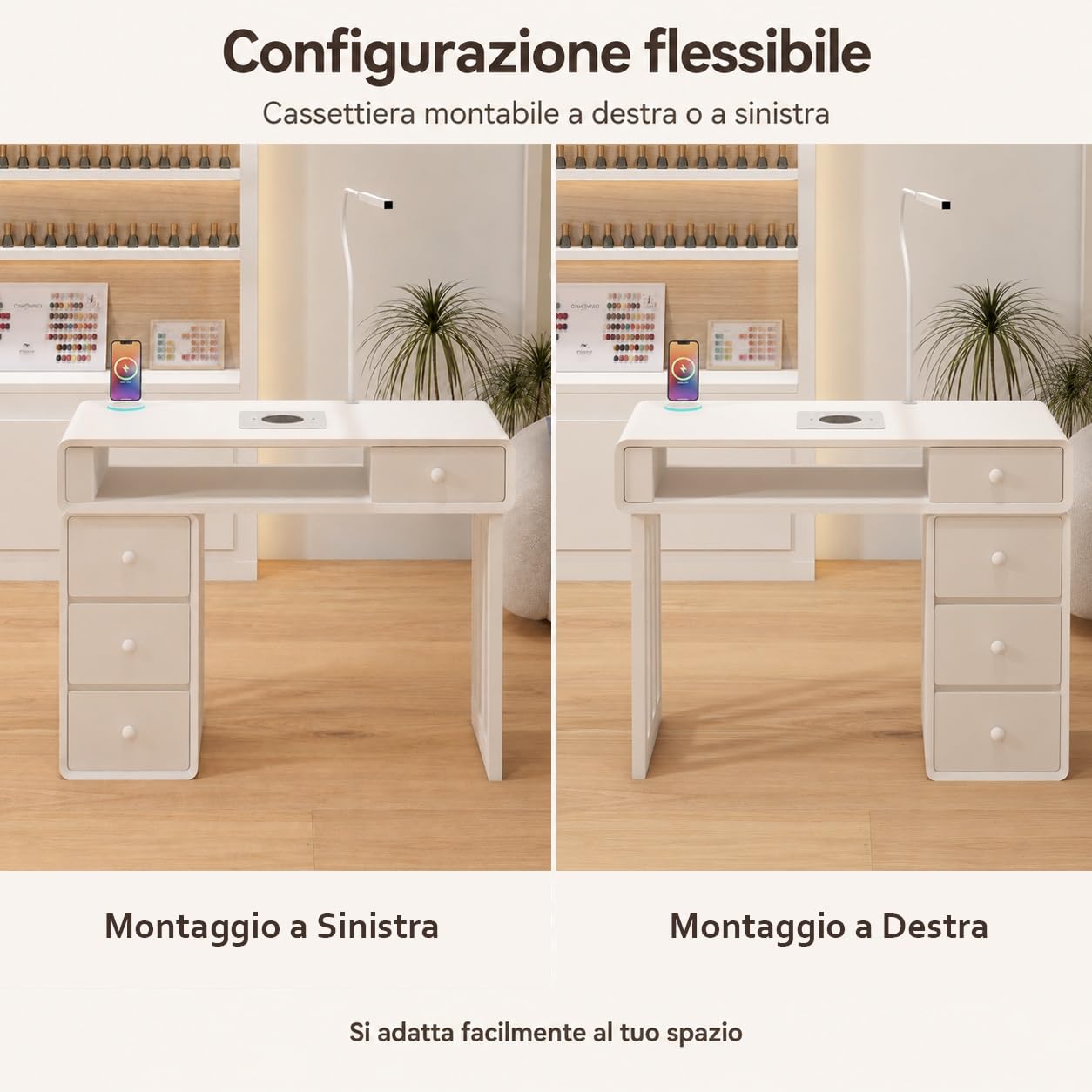 Tavolo Manicure, Tavolo per Unghie con Aspiratore e Lampada