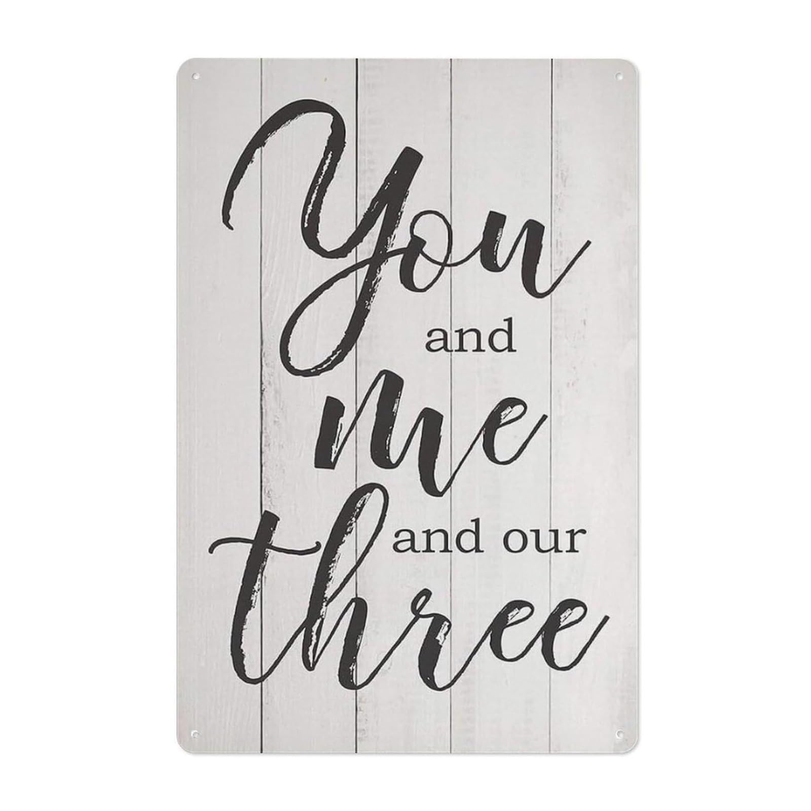 FNYUVNFAF Family Quote Metal Tin Sign You Me Our Three Heartwarming Saying on Rustic Farmhouse Plaque Wall-Art for Home Parents Gift 8 X 12 inch