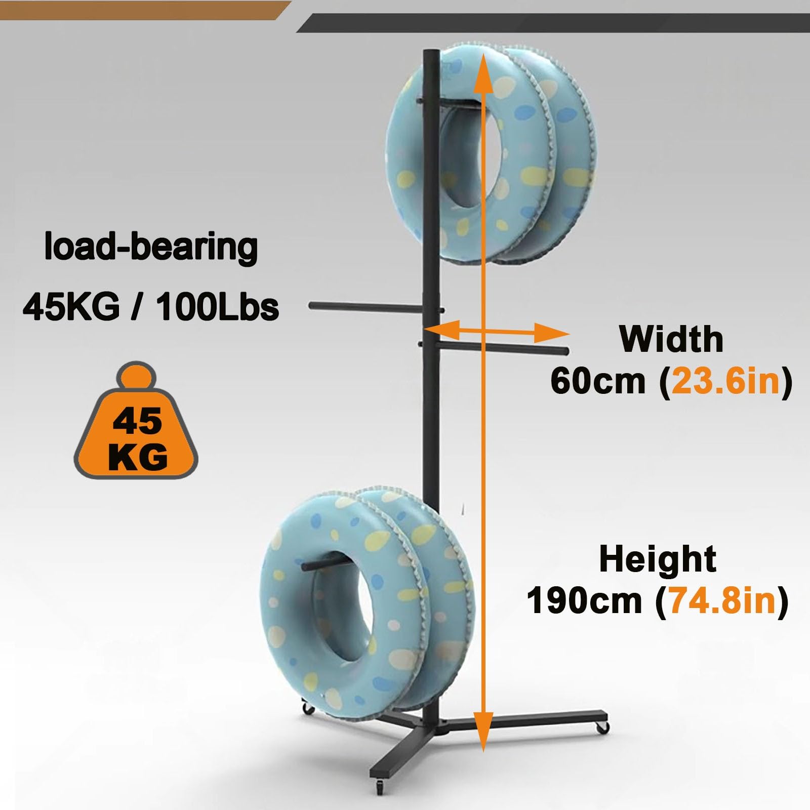 Swimming Ring Pool Float Holder, Portable Rolling Caster Cart for Storage Towel Goggle, Home-use Commercial Pool Equipment Organizer Rack